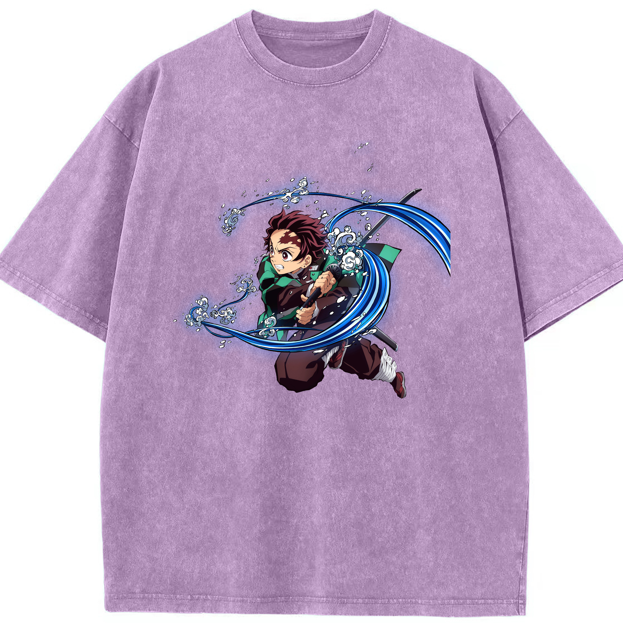 （画像用） 鬼滅の刃 竈門 炭治郎／かまど たんじろう Kamado Tanjirou 綿100% ヴィンテージ風 半袖Tシャツ（フロントプリント）