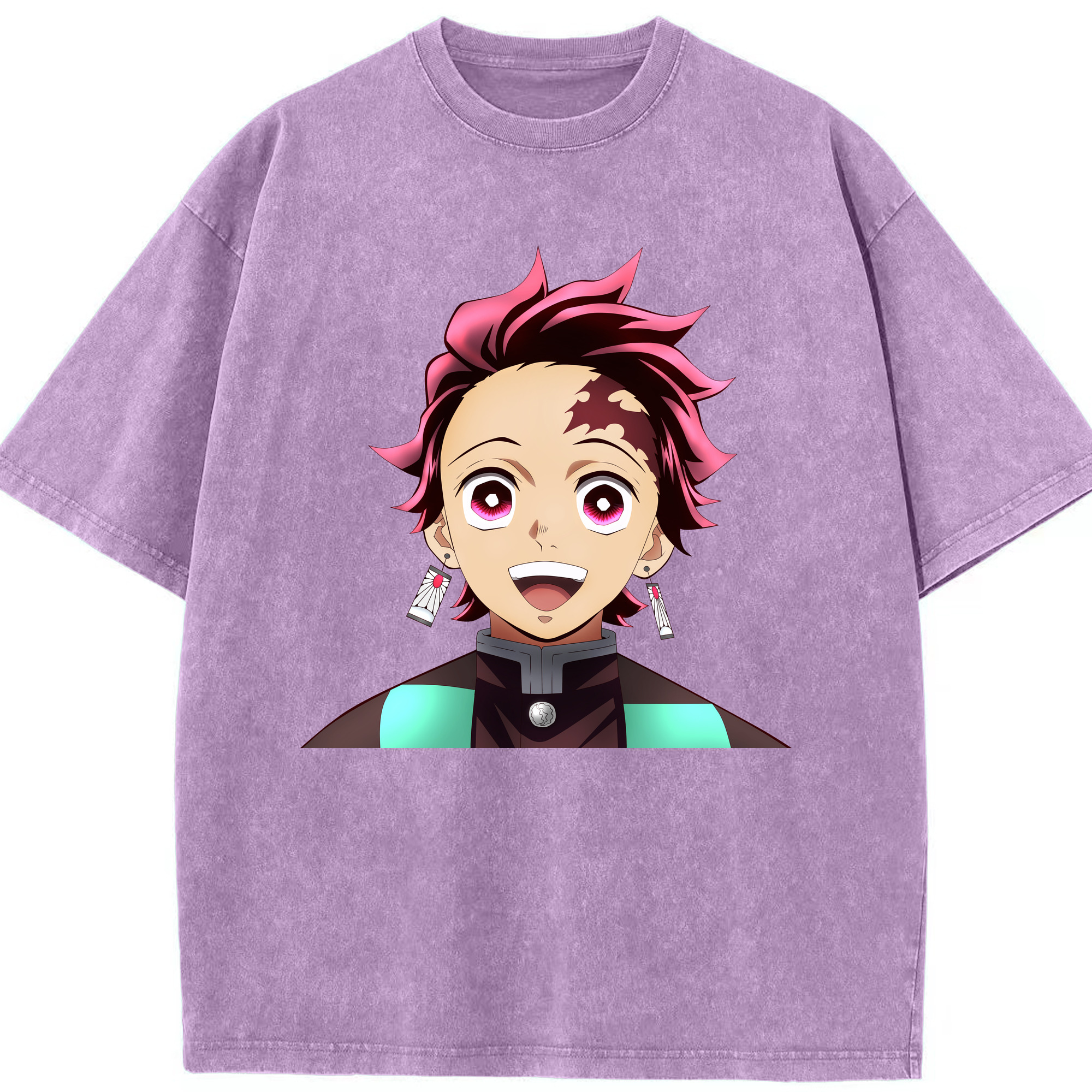（画像用） 鬼滅の刃 竈門 炭治郎／かまど たんじろう Kamado Tanjirou 綿100% ヴィンテージ風 半袖Tシャツ（フロントプリント）