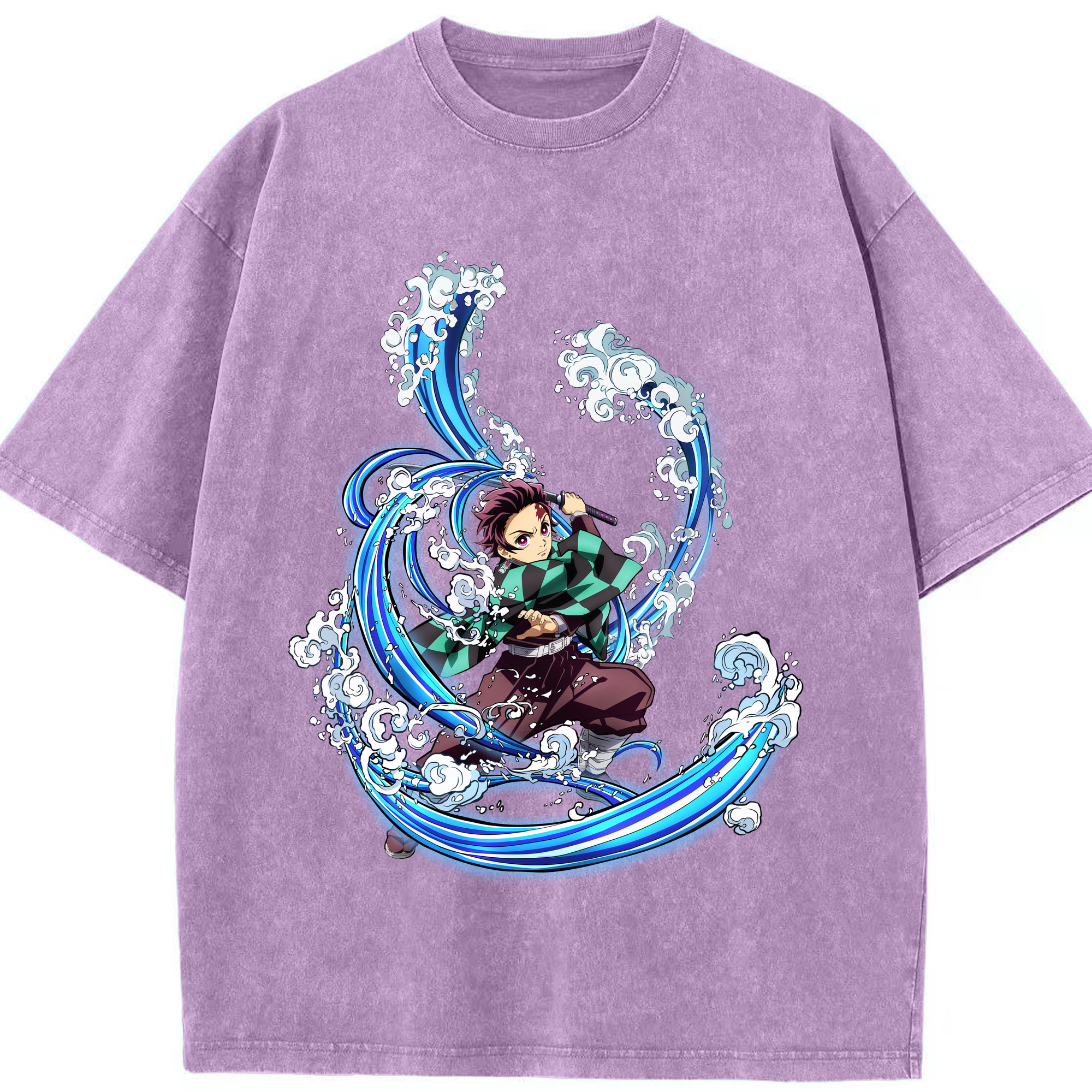 （画像用） 鬼滅の刃 竈門 炭治郎／かまど たんじろう Kamado Tanjirou 綿100% ヴィンテージ風 半袖Tシャツ（フロントプリント）