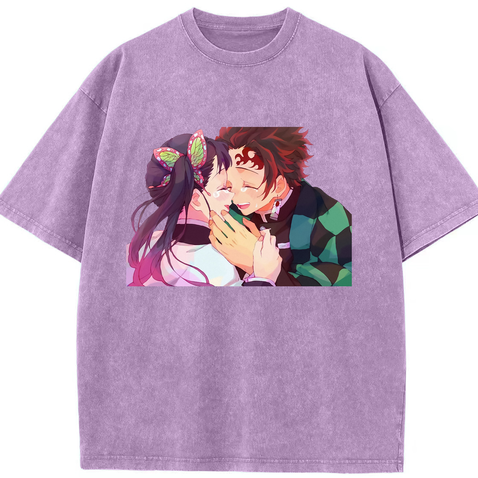 （画像用） 鬼滅の刃 竈門 炭治郎／かまど たんじろう Kamado Tanjirou 綿100% ヴィンテージ風 半袖Tシャツ（フロントプリント）