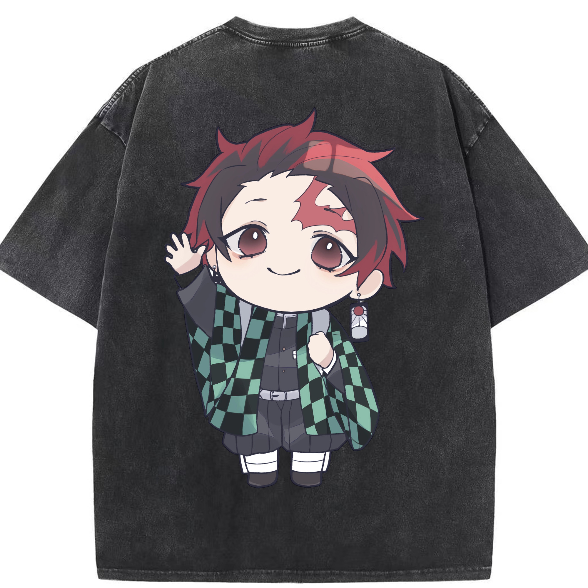 （画像用） 鬼滅の刃 竈門 炭治郎／かまど たんじろう Kamado Tanjirou 綿100% ヴィンテージ風 半袖Tシャツ（背面プリント）