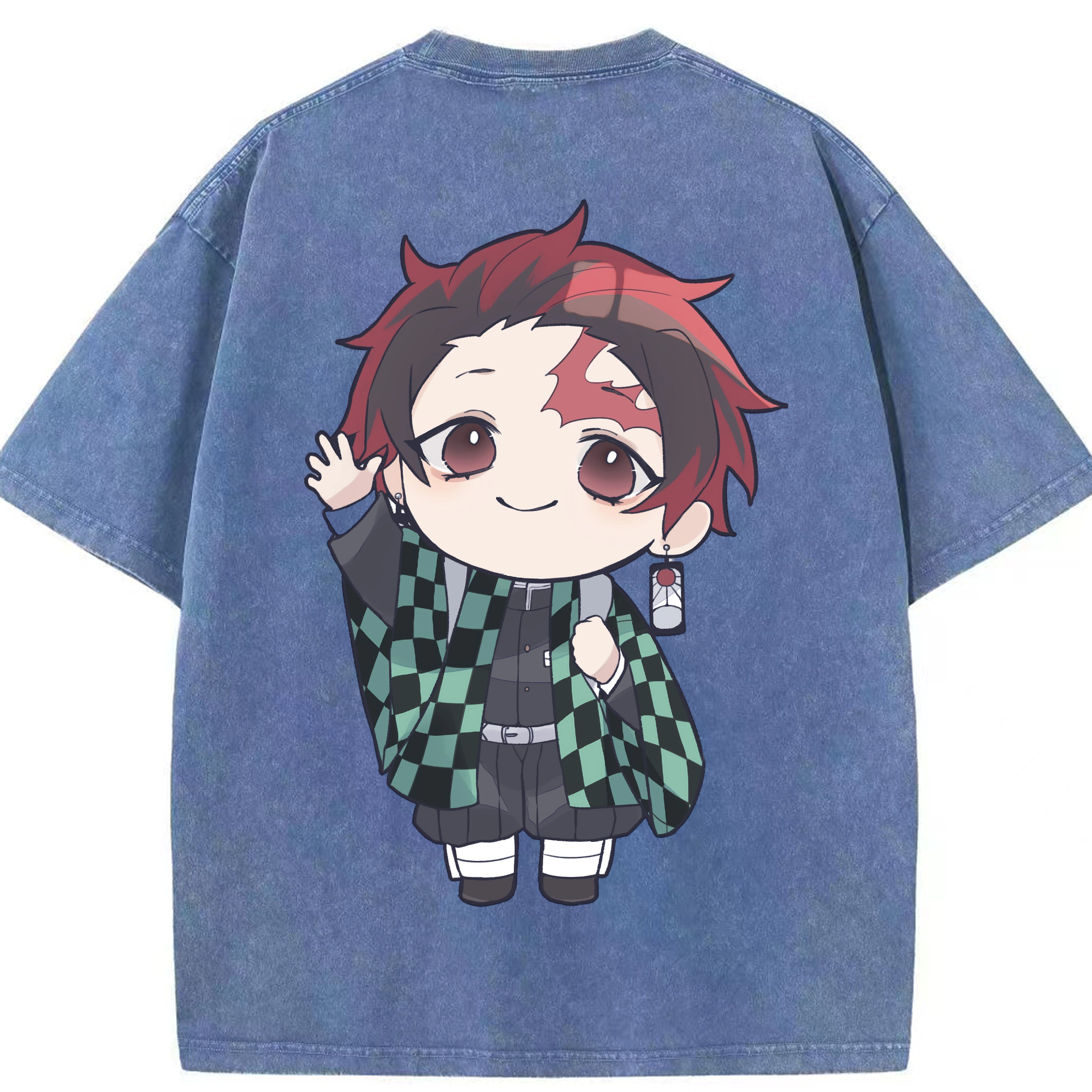 （画像用） 鬼滅の刃 竈門 炭治郎／かまど たんじろう Kamado Tanjirou 綿100% ヴィンテージ風 半袖Tシャツ（背面プリント）