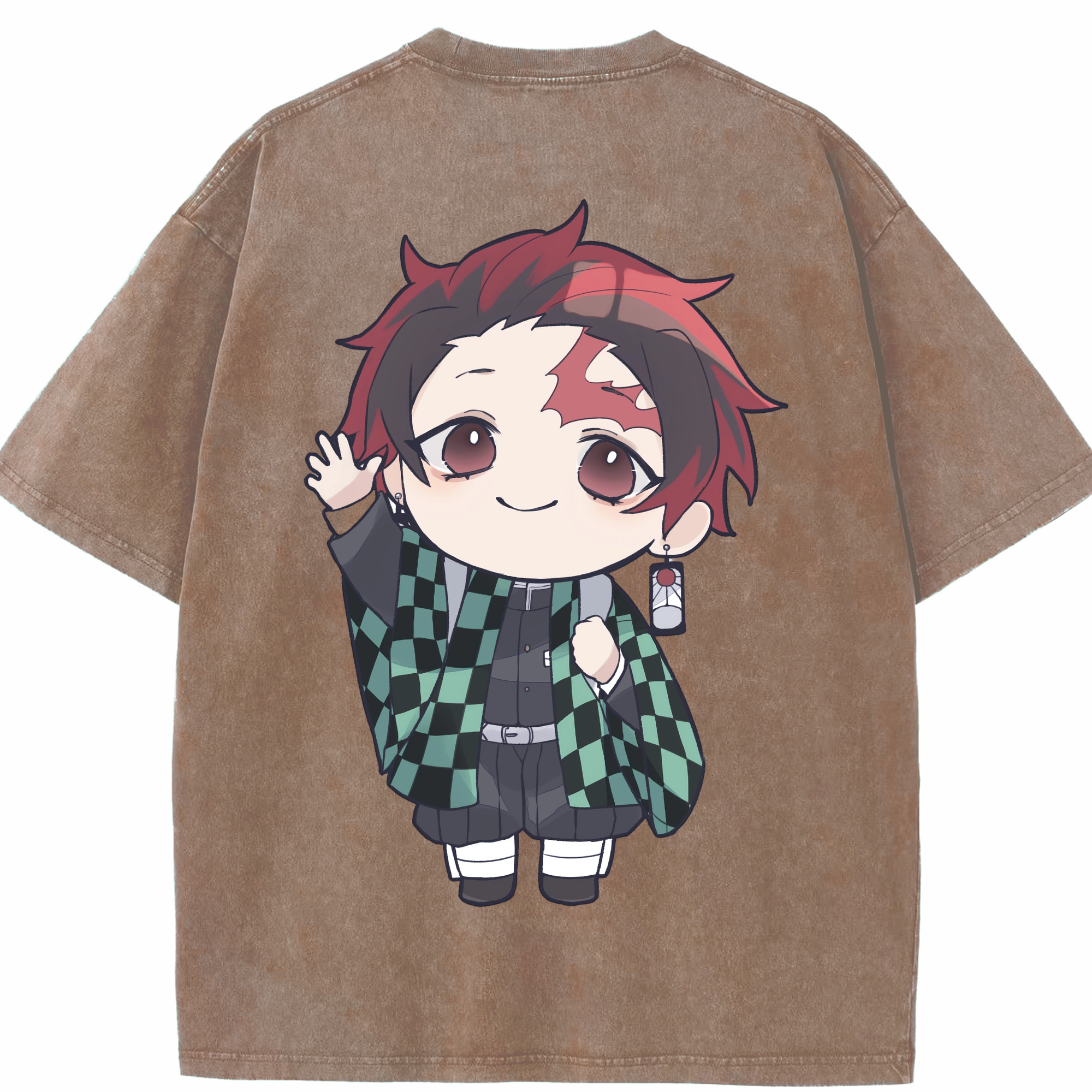 （画像用） 鬼滅の刃 竈門 炭治郎／かまど たんじろう Kamado Tanjirou 綿100% ヴィンテージ風 半袖Tシャツ（背面プリント）