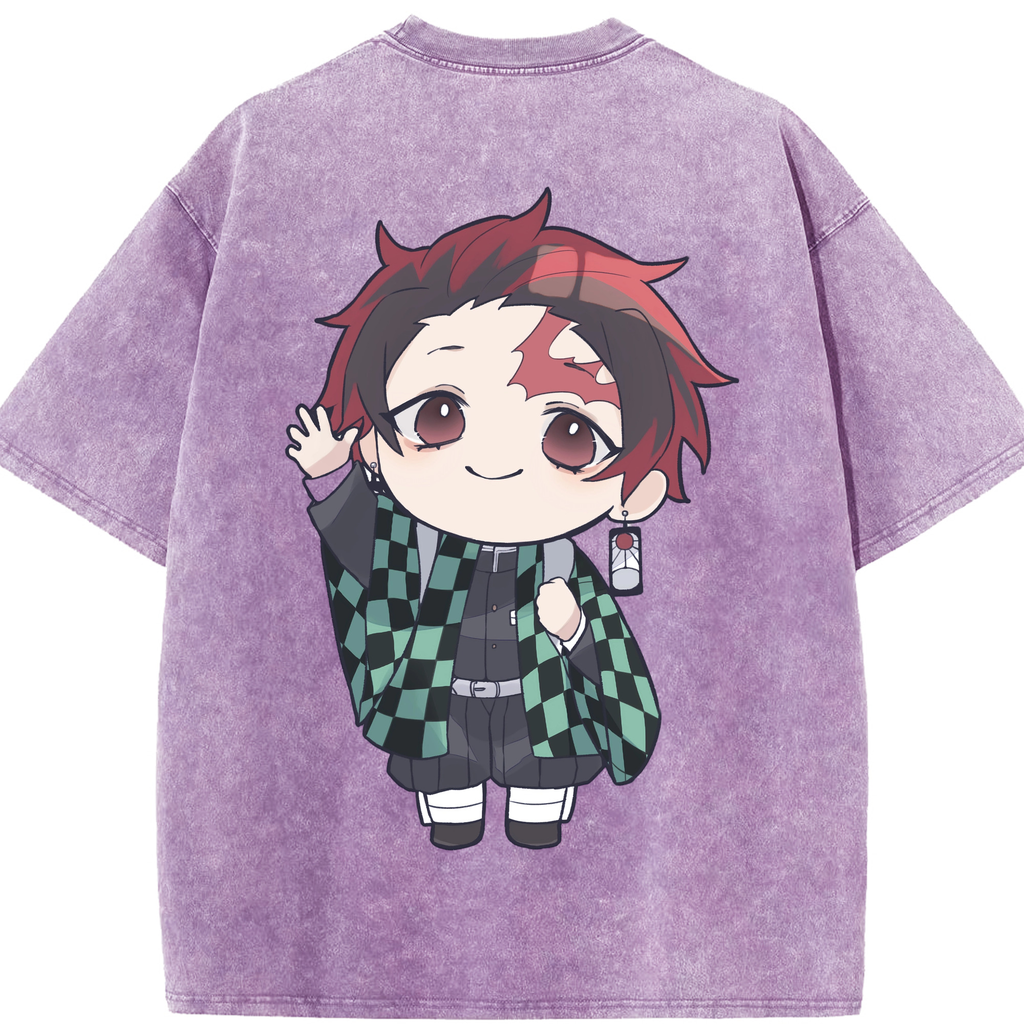 （画像用） 鬼滅の刃 竈門 炭治郎／かまど たんじろう Kamado Tanjirou 綿100% ヴィンテージ風 半袖Tシャツ（背面プリント）