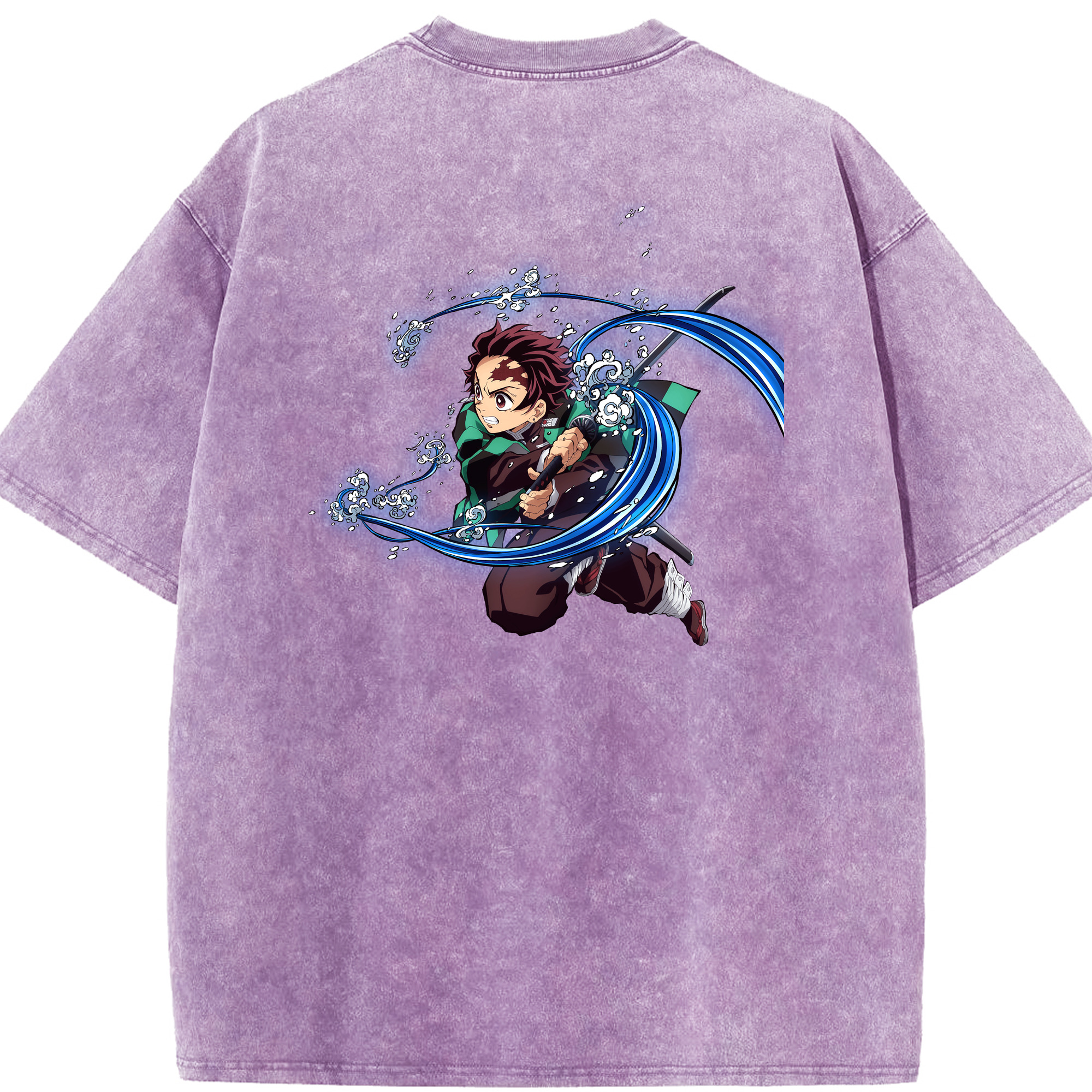 （画像用） 鬼滅の刃 竈門 炭治郎／かまど たんじろう Kamado Tanjirou 綿100% ヴィンテージ風 半袖Tシャツ（背面プリント）