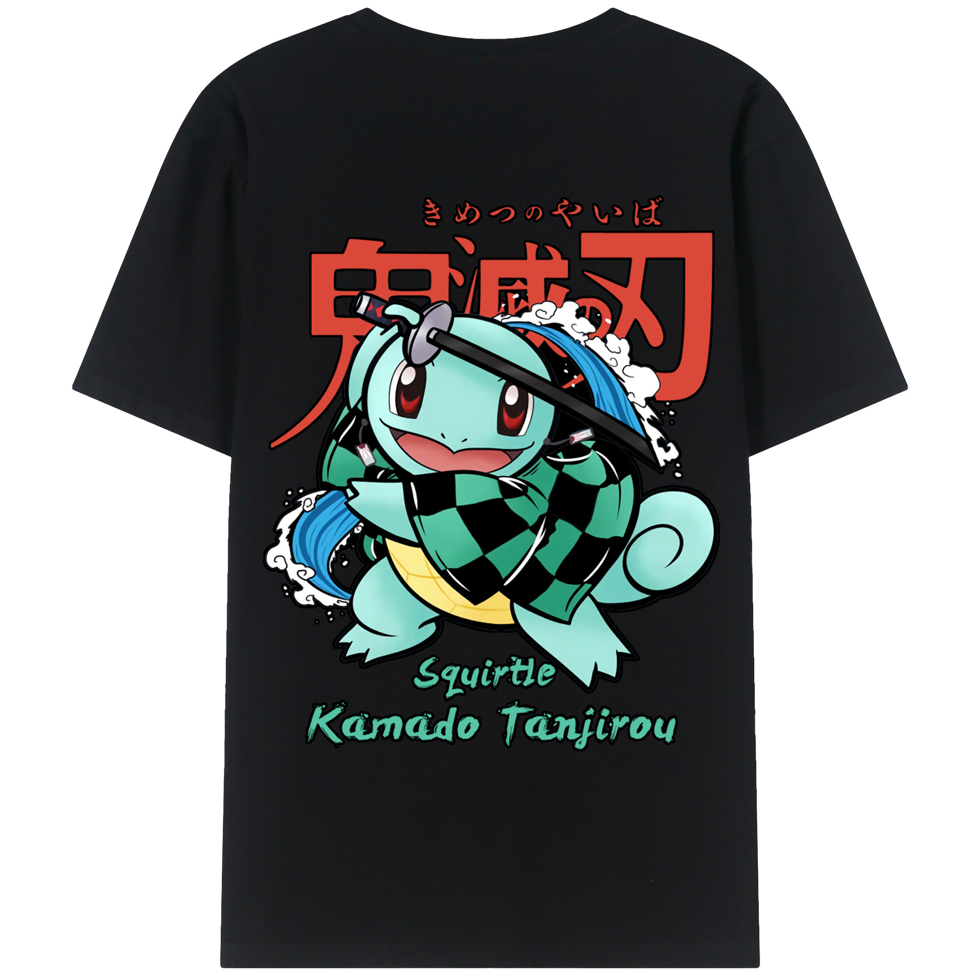 （画像用） 鬼滅の刃 竈門 炭治郎／かまど たんじろう Kamado Tanjirou 綿100％ メンズ半袖Tシャツ（バックプリント） 通気性