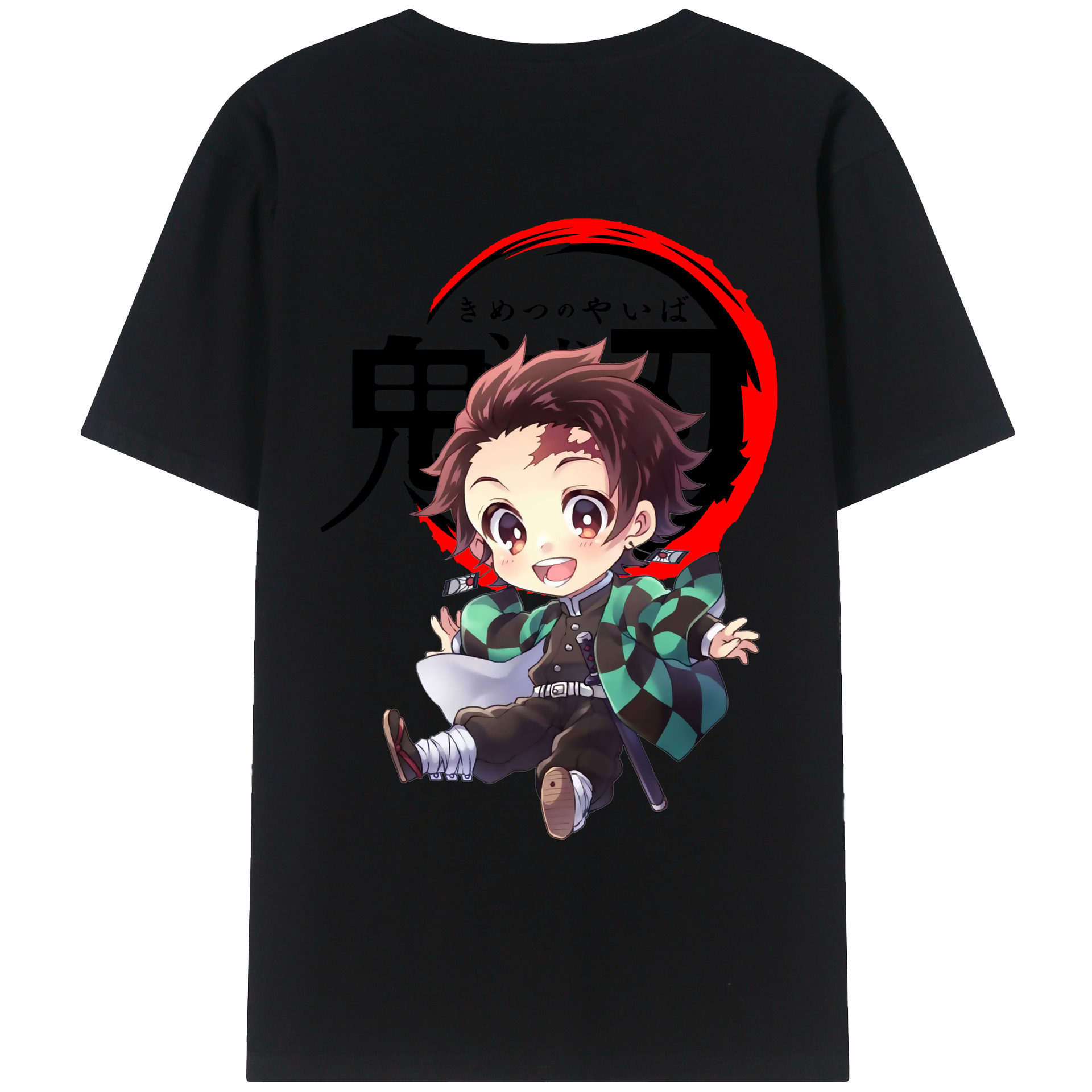 （画像用） 鬼滅の刃 竈門 炭治郎／かまど たんじろう Kamado Tanjirou 綿100％ メンズ半袖Tシャツ（バックプリント） 通気性