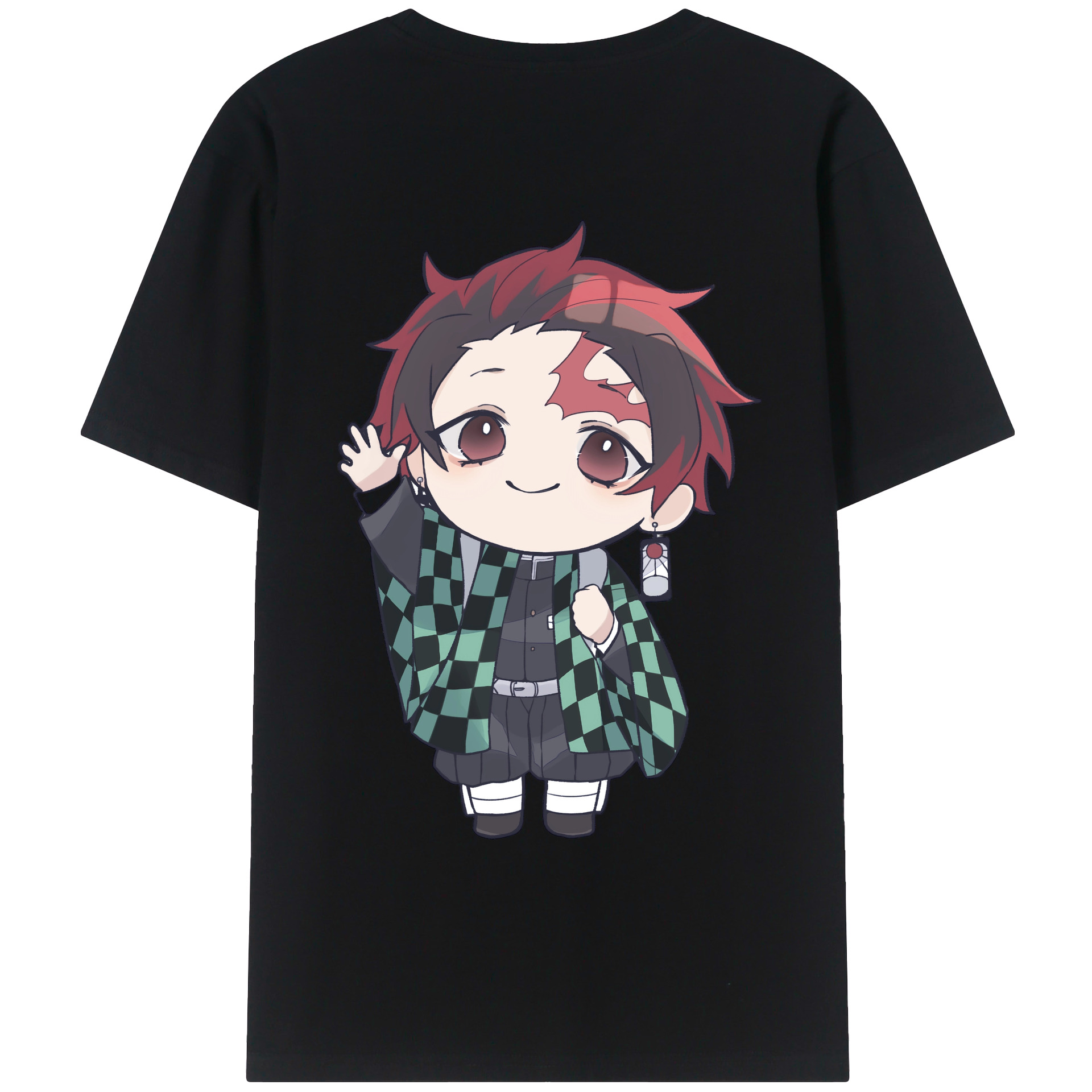（画像用） 鬼滅の刃 竈門 炭治郎／かまど たんじろう Kamado Tanjirou 綿100％ メンズ半袖Tシャツ（バックプリント） 通気性