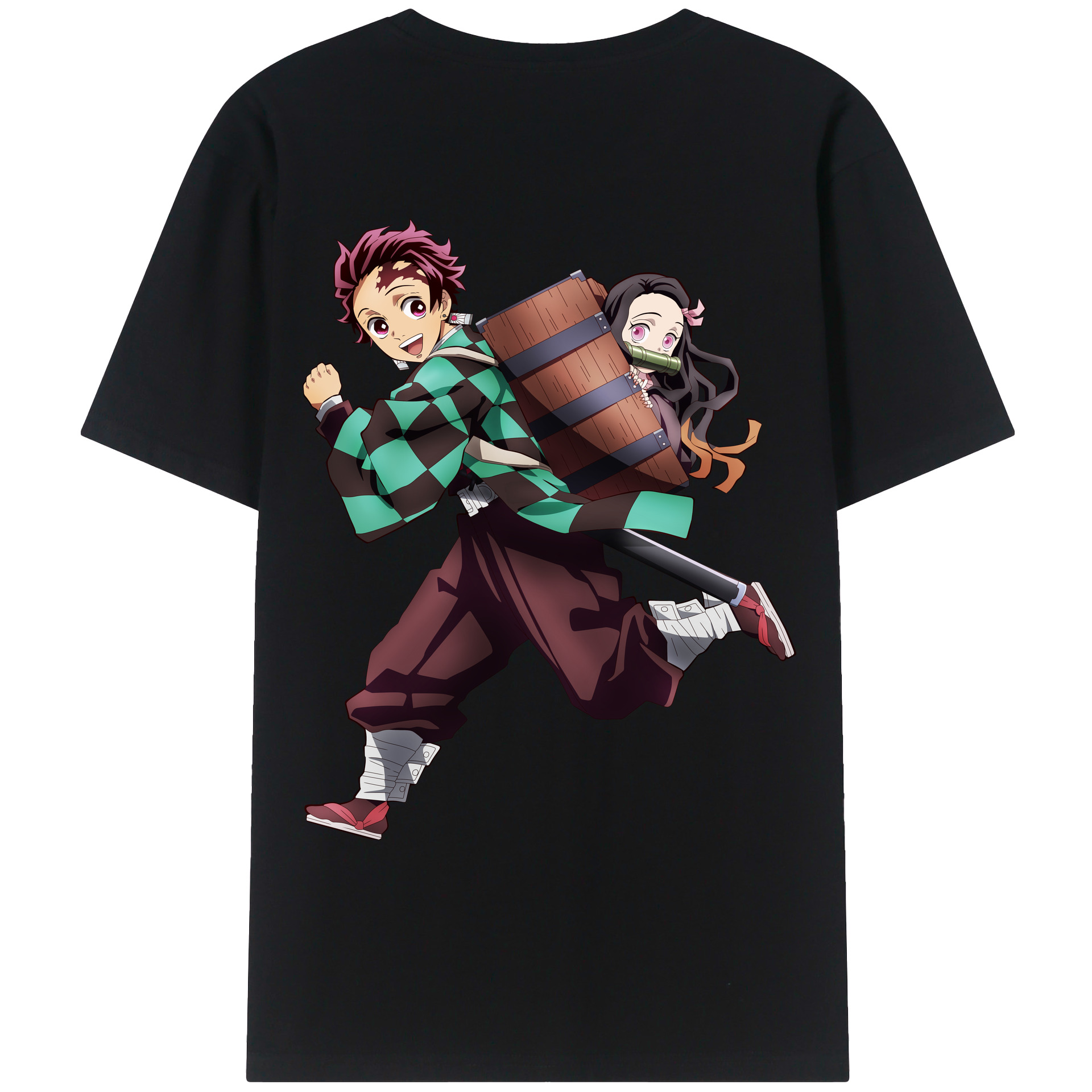 （画像用） 鬼滅の刃 竈門 炭治郎／かまど たんじろう Kamado Tanjirou 綿100％ メンズ半袖Tシャツ（バックプリント） 通気性