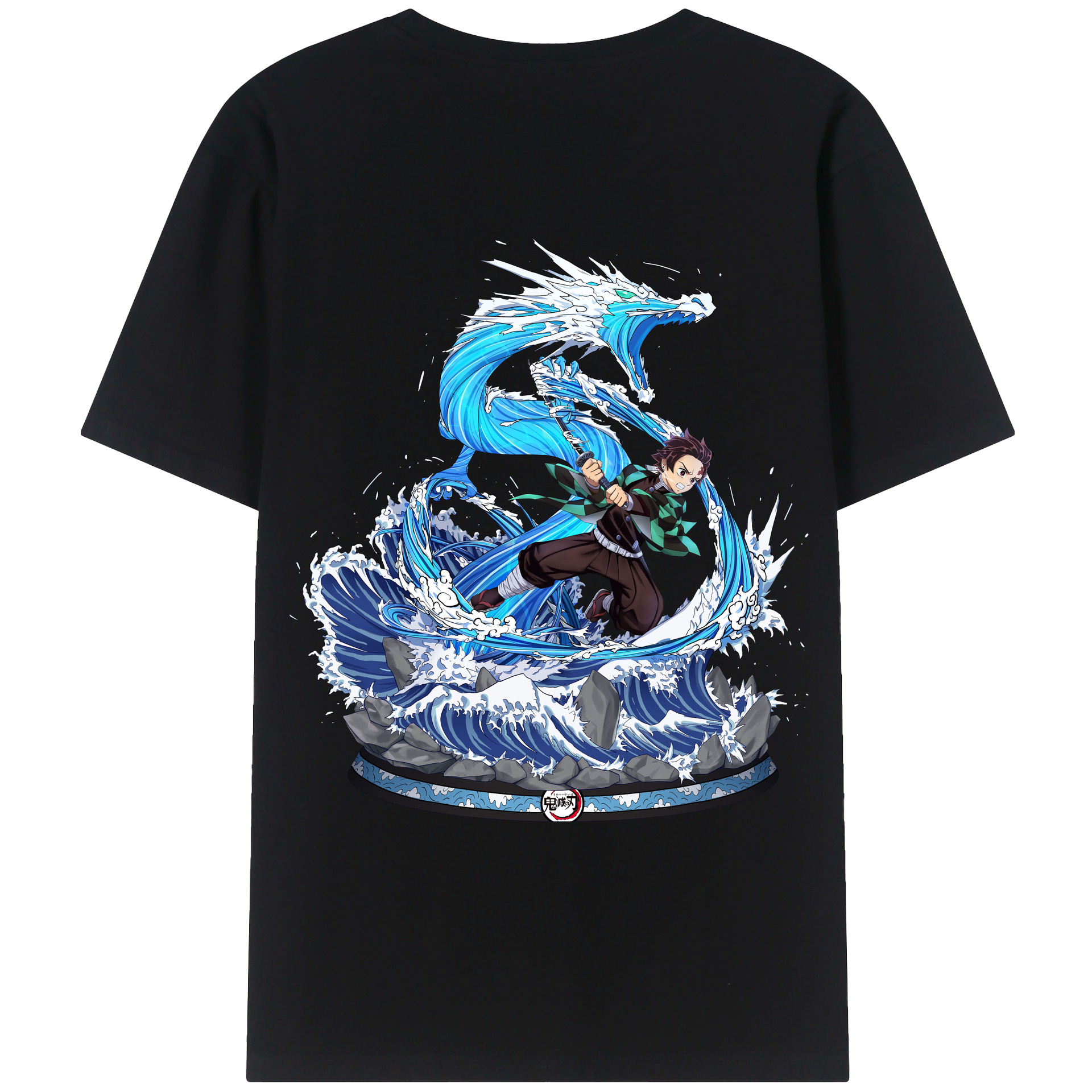 （画像用） 鬼滅の刃 竈門 炭治郎／かまど たんじろう Kamado Tanjirou 綿100％ メンズ半袖Tシャツ（バックプリント） 通気性