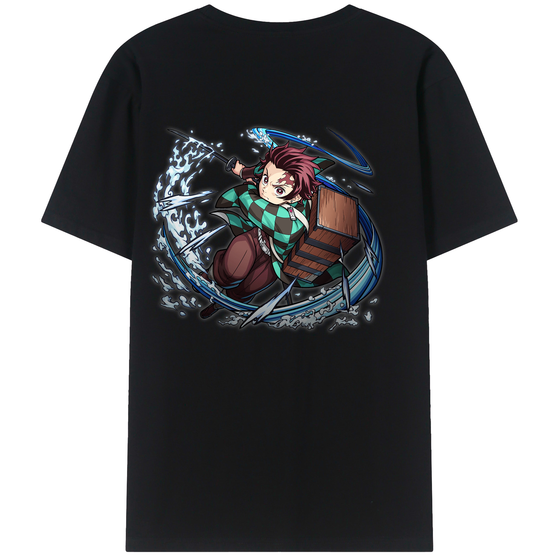 （画像用） 鬼滅の刃 竈門 炭治郎／かまど たんじろう Kamado Tanjirou 綿100％ メンズ半袖Tシャツ（バックプリント） 通気性