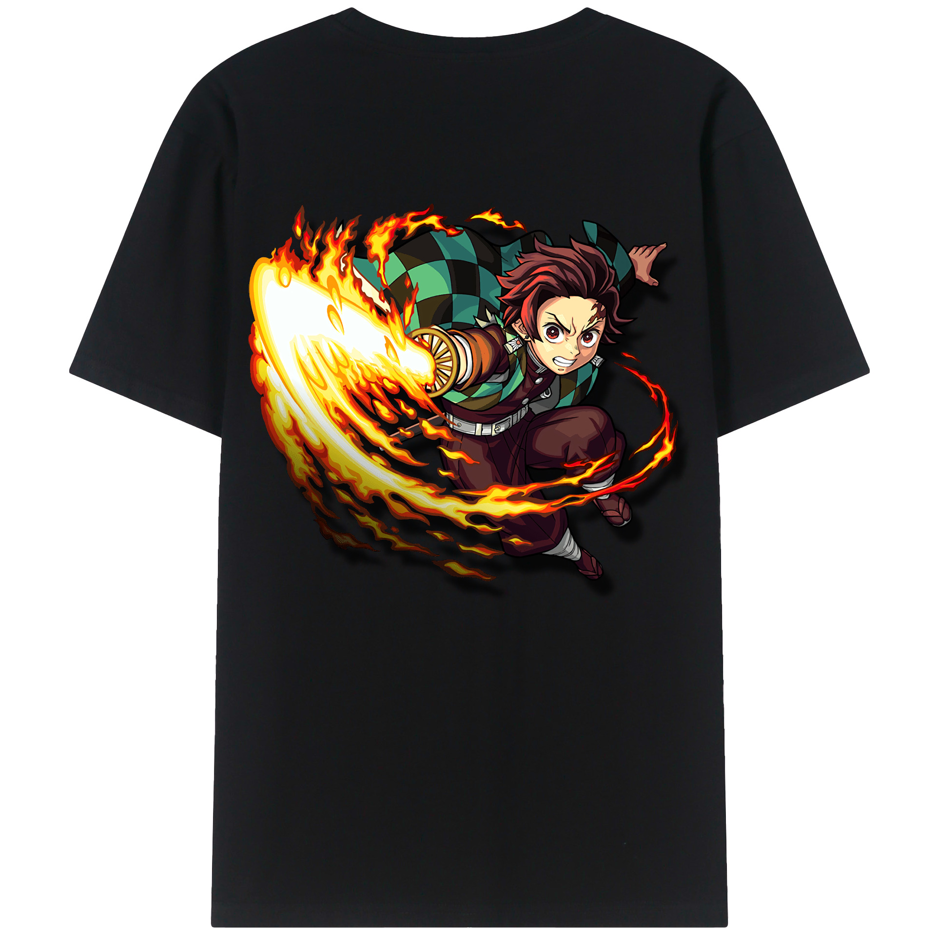 （画像用） 鬼滅の刃 竈門 炭治郎／かまど たんじろう Kamado Tanjirou 綿100％ メンズ半袖Tシャツ（バックプリント） 通気性