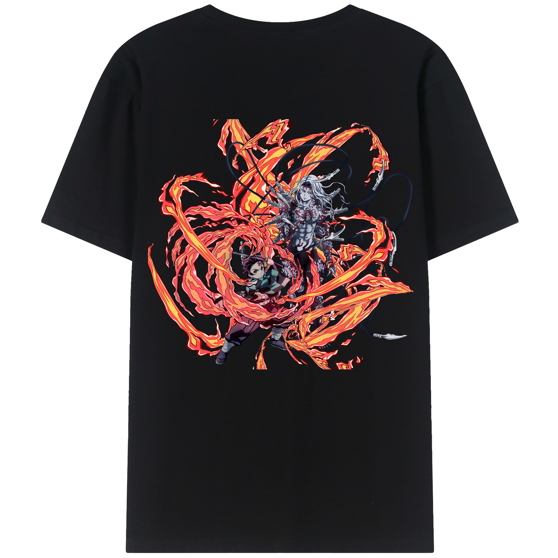 （画像用） 鬼滅の刃 竈門 炭治郎／かまど たんじろう Kamado Tanjirou 綿100％ メンズ半袖Tシャツ（バックプリント） 通気性