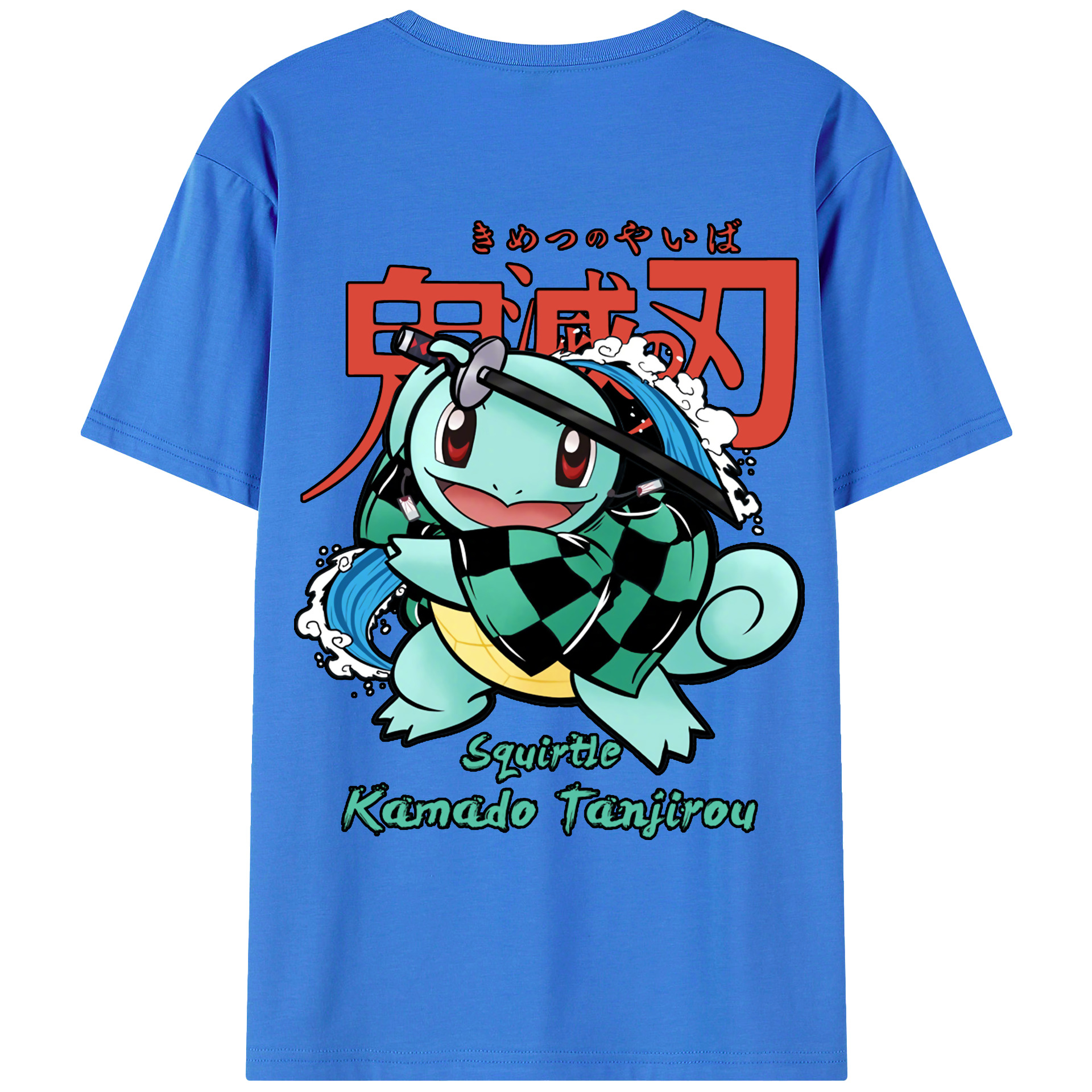 （画像用） 鬼滅の刃 竈門 炭治郎／かまど たんじろう Kamado Tanjirou 綿100％ メンズ半袖Tシャツ（バックプリント） 通気性