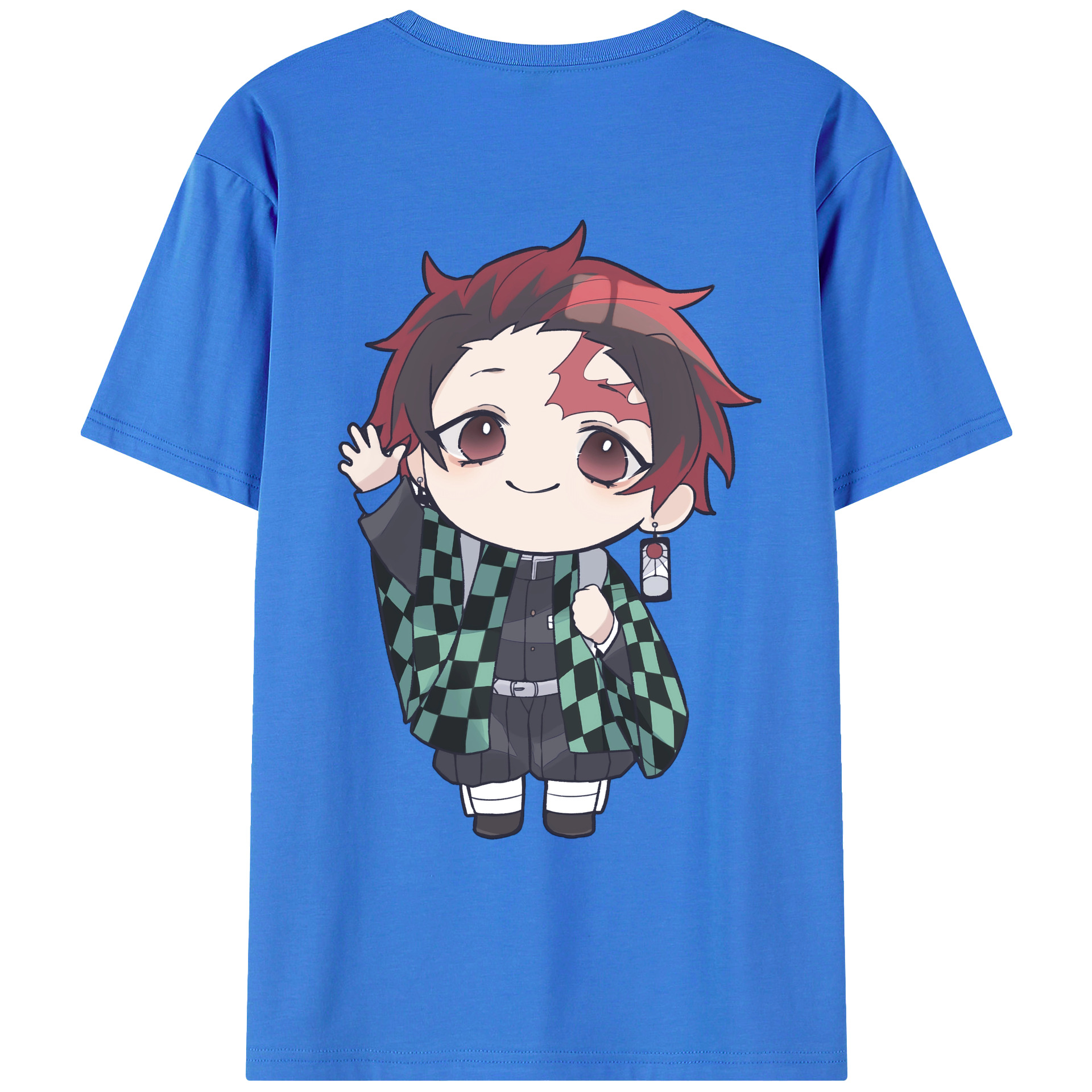 （画像用） 鬼滅の刃 竈門 炭治郎／かまど たんじろう Kamado Tanjirou 綿100％ メンズ半袖Tシャツ（バックプリント） 通気性