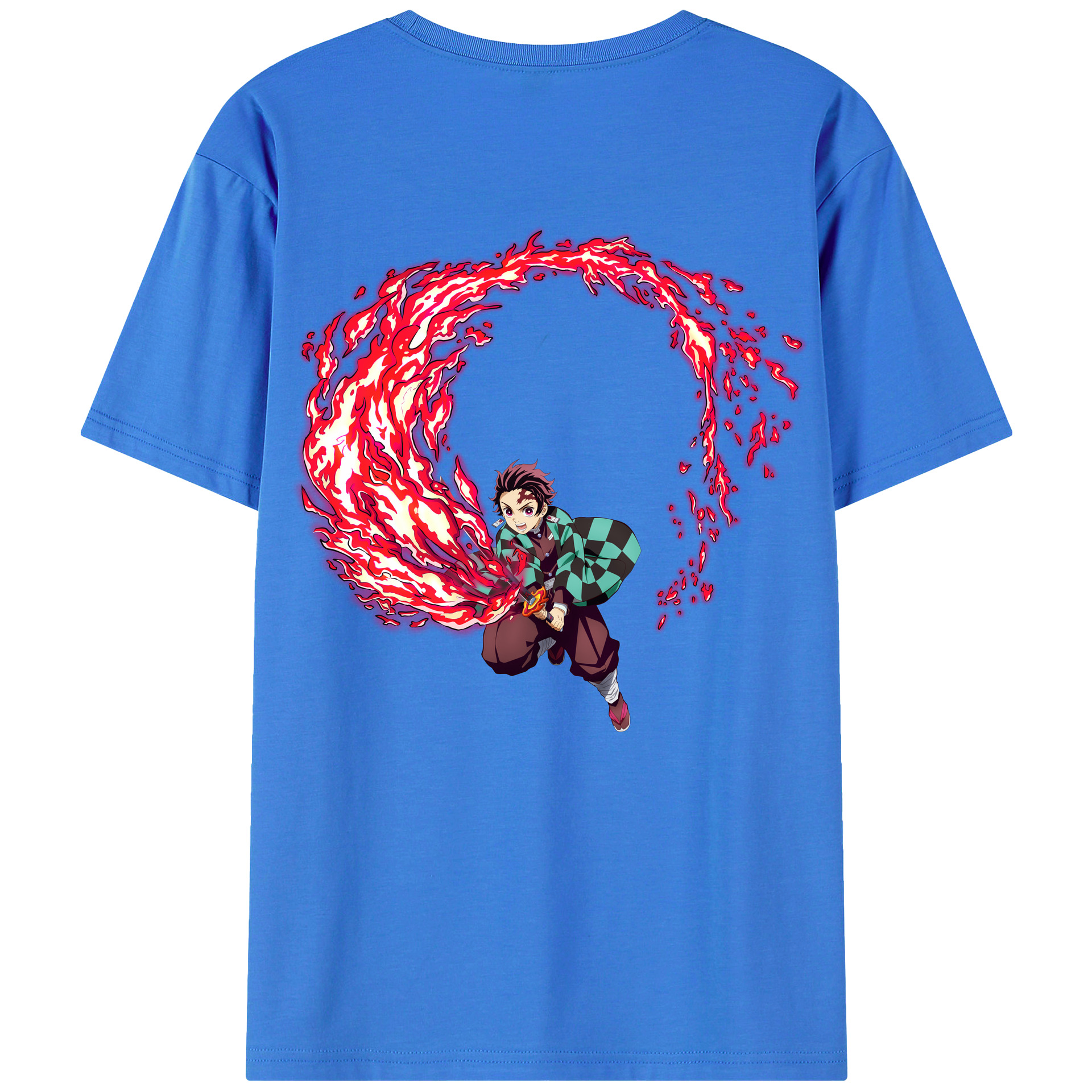 （画像用） 鬼滅の刃 竈門 炭治郎／かまど たんじろう Kamado Tanjirou 綿100％ メンズ半袖Tシャツ（バックプリント） 通気性
