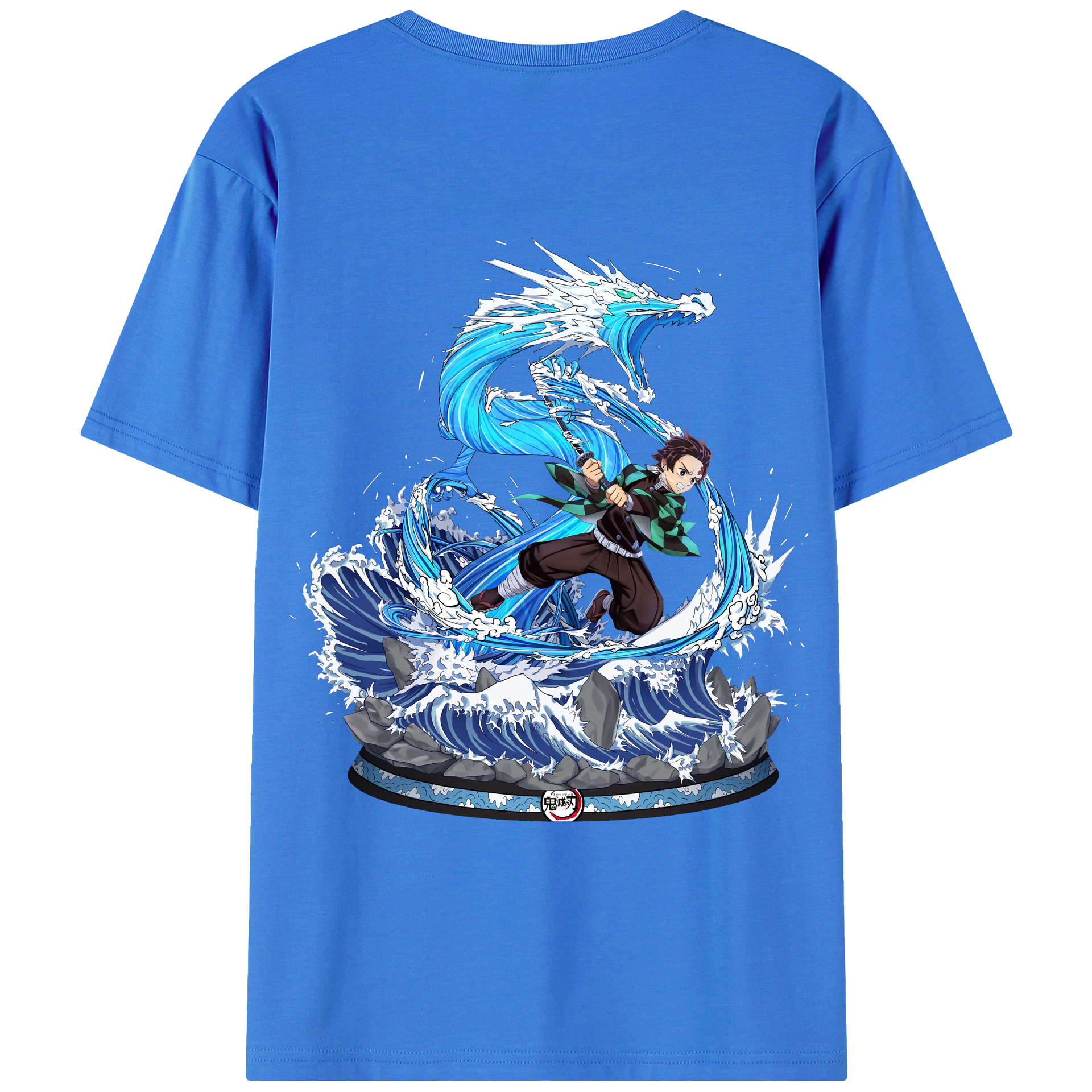 （画像用） 鬼滅の刃 竈門 炭治郎／かまど たんじろう Kamado Tanjirou 綿100％ メンズ半袖Tシャツ（バックプリント） 通気性