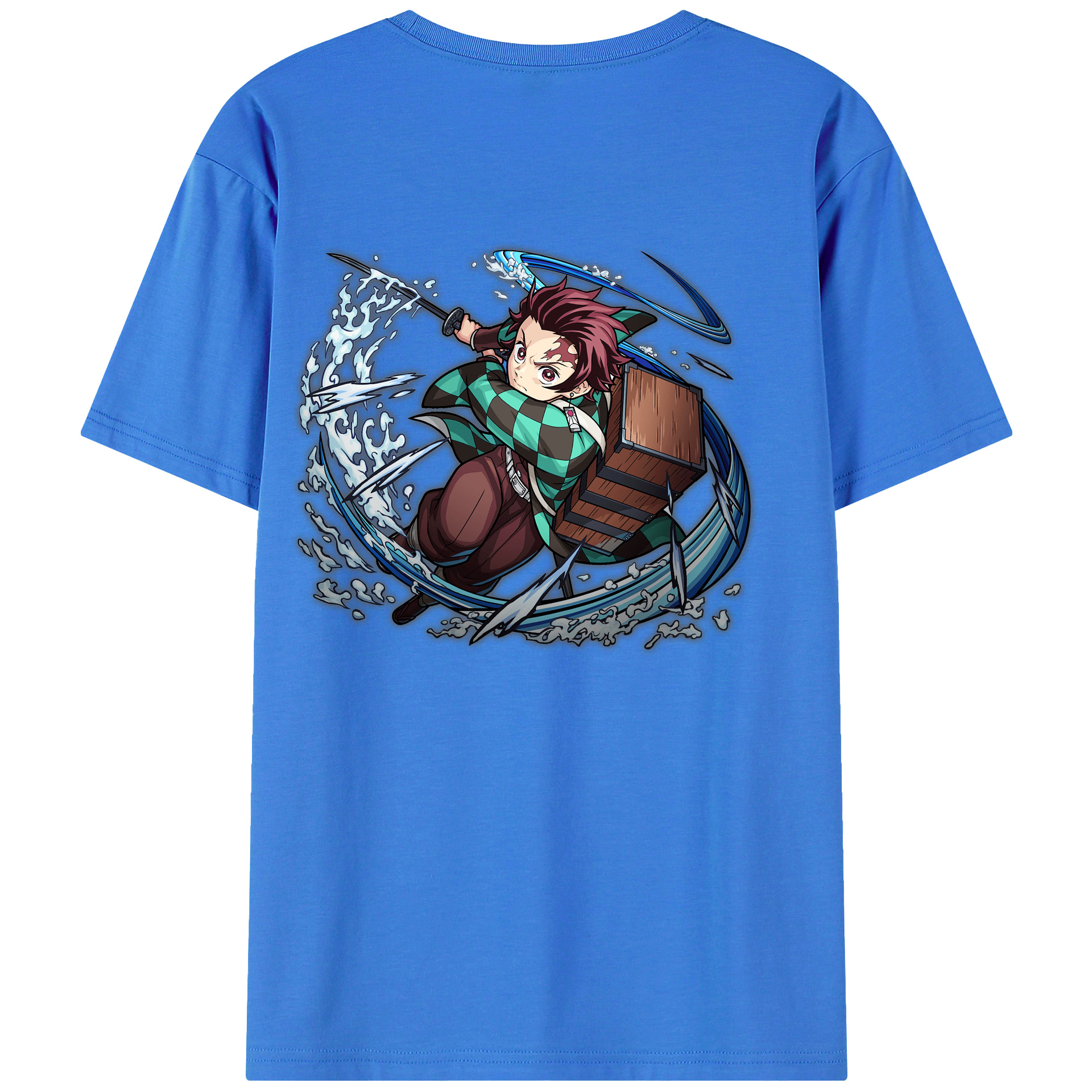 （画像用） 鬼滅の刃 竈門 炭治郎／かまど たんじろう Kamado Tanjirou 綿100％ メンズ半袖Tシャツ（バックプリント） 通気性