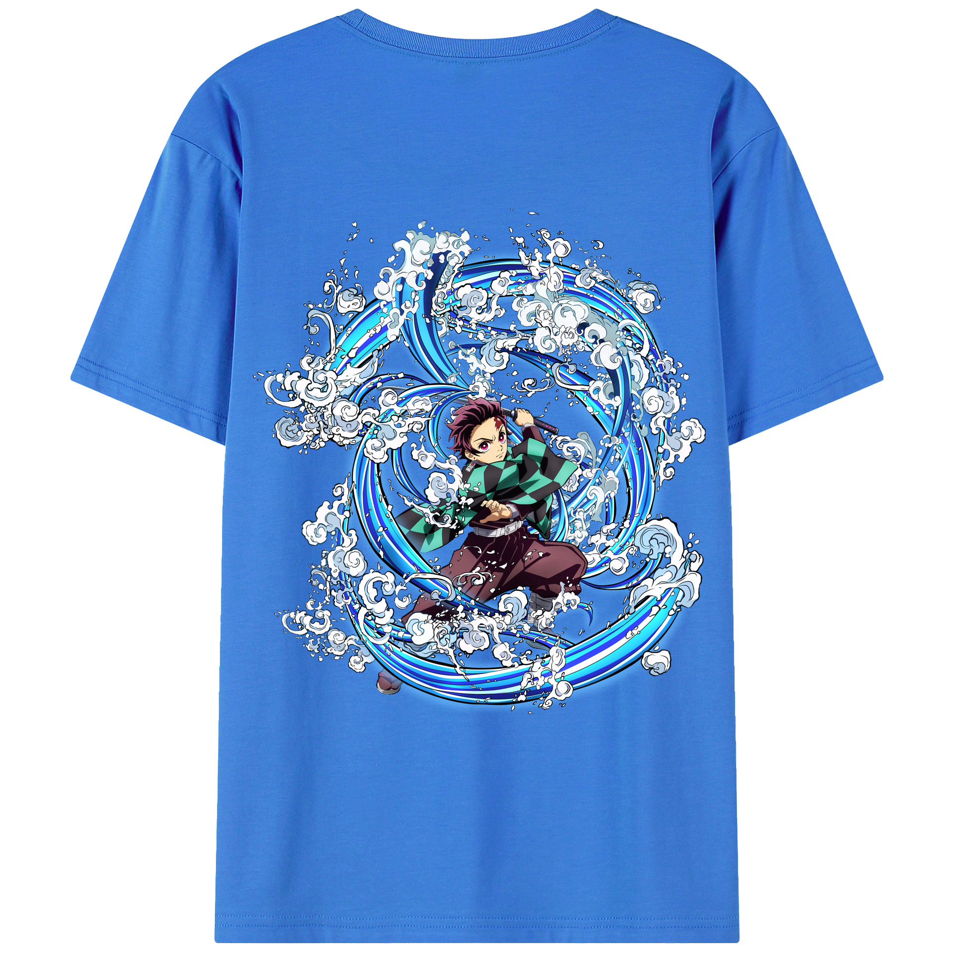 （画像用） 鬼滅の刃 竈門 炭治郎／かまど たんじろう Kamado Tanjirou 綿100％ メンズ半袖Tシャツ（バックプリント） 通気性