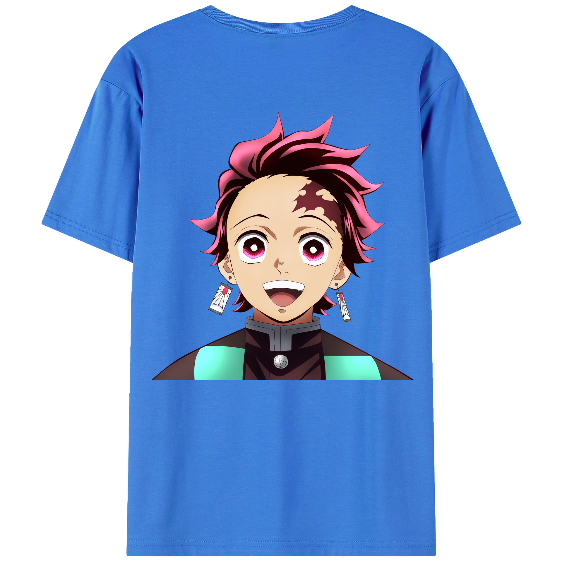 （画像用） 鬼滅の刃 竈門 炭治郎／かまど たんじろう Kamado Tanjirou 綿100％ メンズ半袖Tシャツ（バックプリント） 通気性