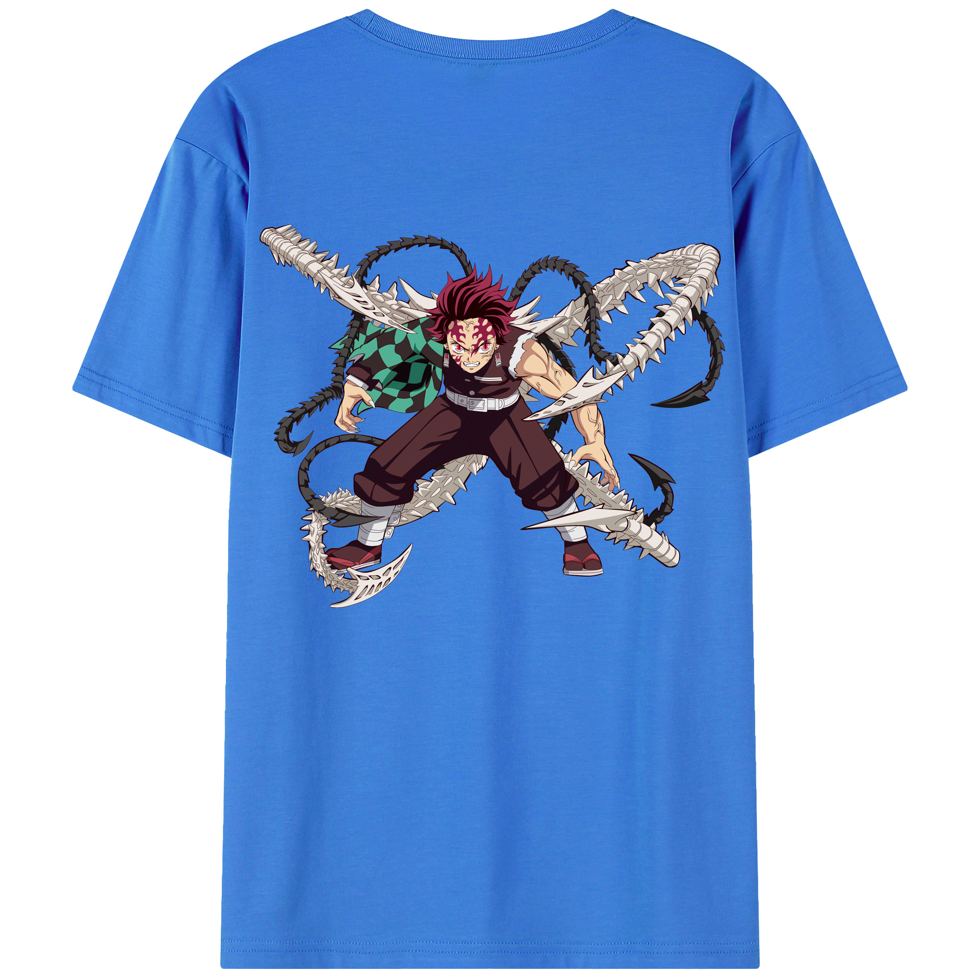 （画像用） 鬼滅の刃 竈門 炭治郎／かまど たんじろう Kamado Tanjirou 綿100％ メンズ半袖Tシャツ（バックプリント） 通気性