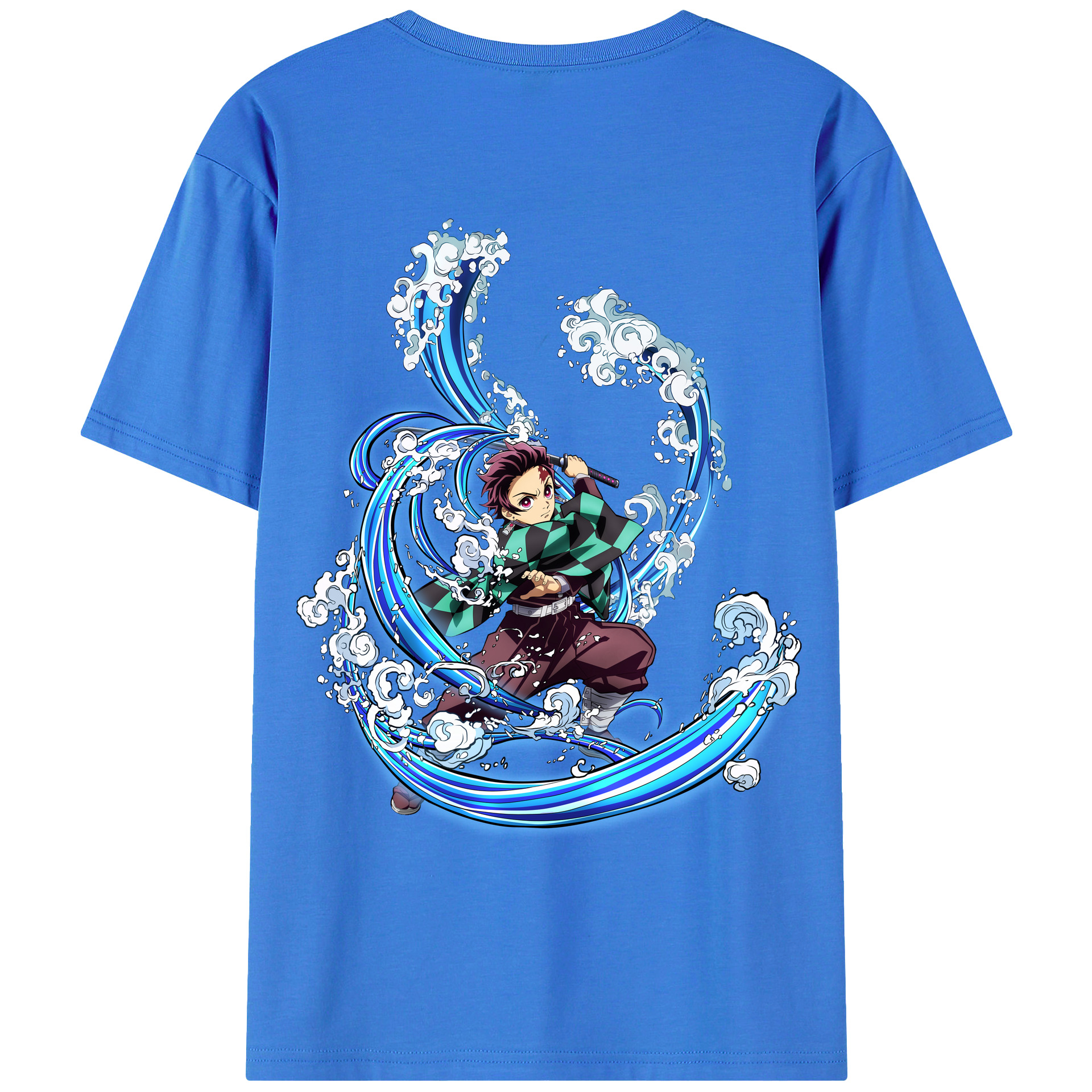 （画像用） 鬼滅の刃 竈門 炭治郎／かまど たんじろう Kamado Tanjirou 綿100％ メンズ半袖Tシャツ（バックプリント） 通気性
