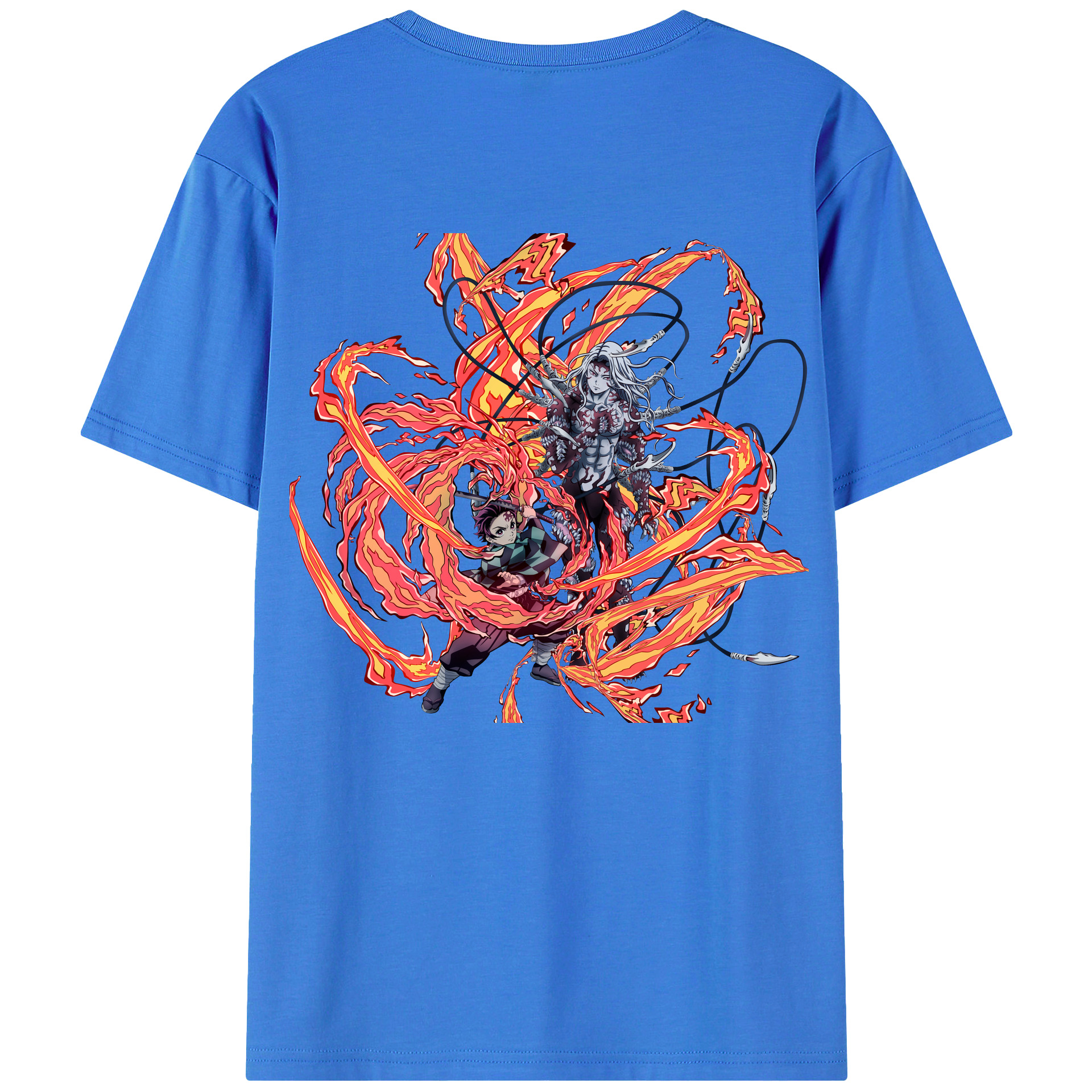 （画像用） 鬼滅の刃 竈門 炭治郎／かまど たんじろう Kamado Tanjirou 綿100％ メンズ半袖Tシャツ（バックプリント） 通気性