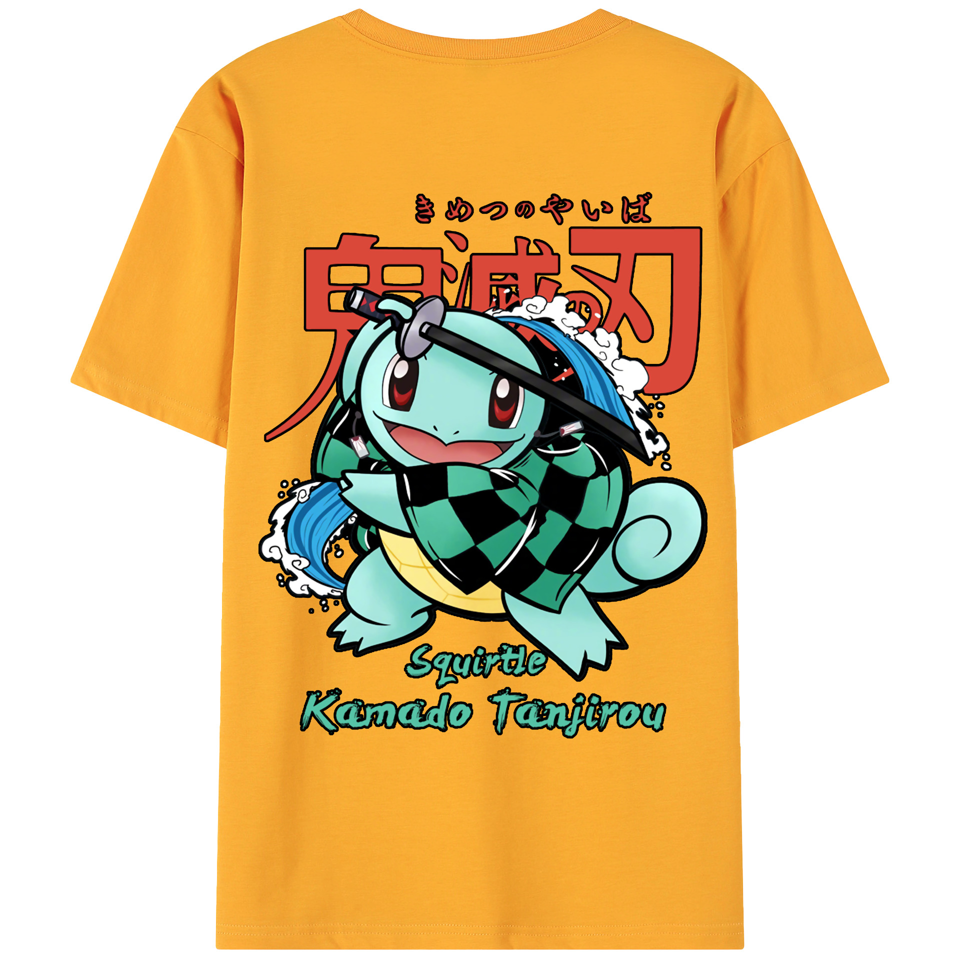 （画像用） 鬼滅の刃 竈門 炭治郎／かまど たんじろう Kamado Tanjirou 綿100％ メンズ半袖Tシャツ（バックプリント） 通気性