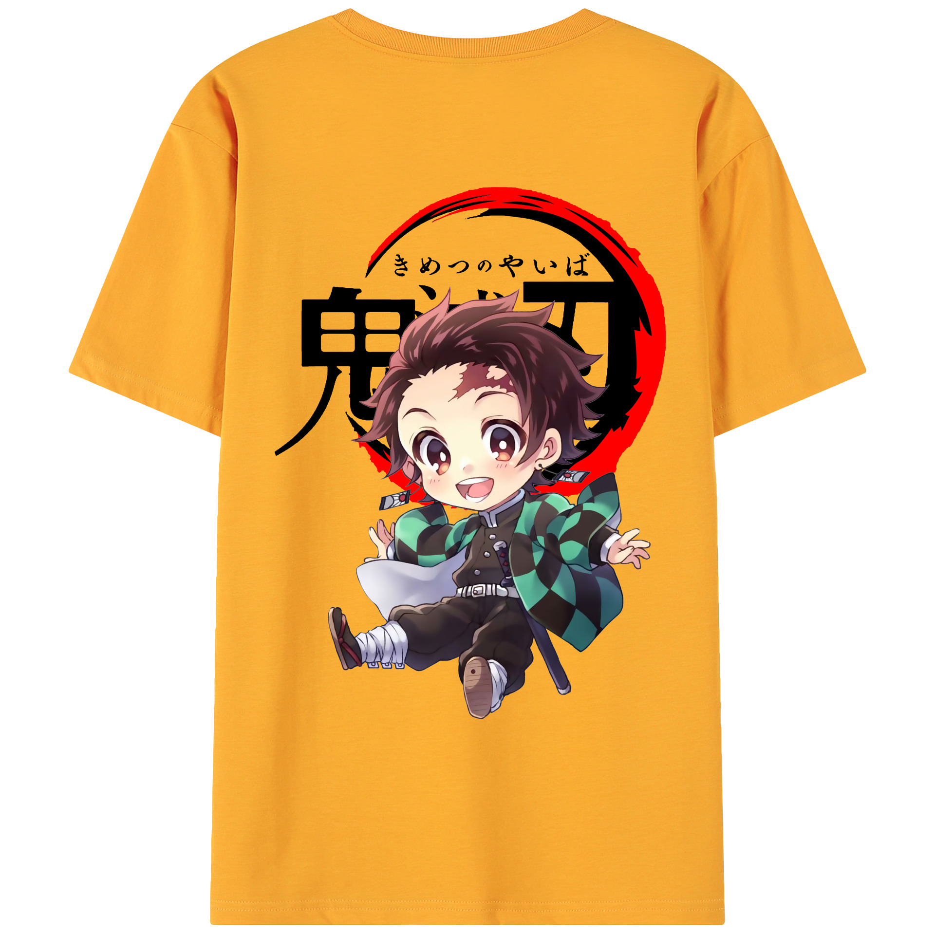 （画像用） 鬼滅の刃 竈門 炭治郎／かまど たんじろう Kamado Tanjirou 綿100％ メンズ半袖Tシャツ（バックプリント） 通気性