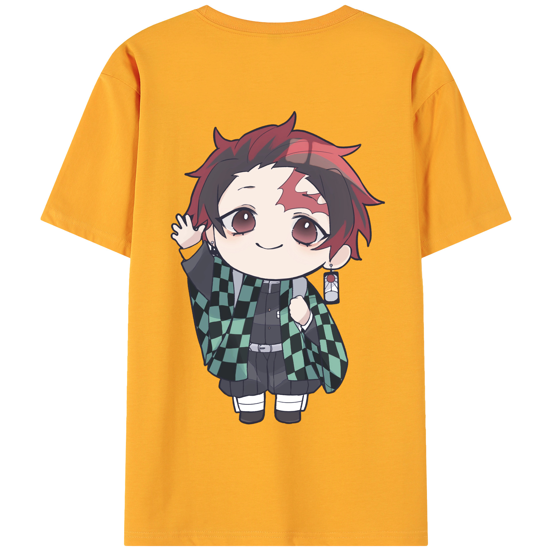 （画像用） 鬼滅の刃 竈門 炭治郎／かまど たんじろう Kamado Tanjirou 綿100％ メンズ半袖Tシャツ（バックプリント） 通気性