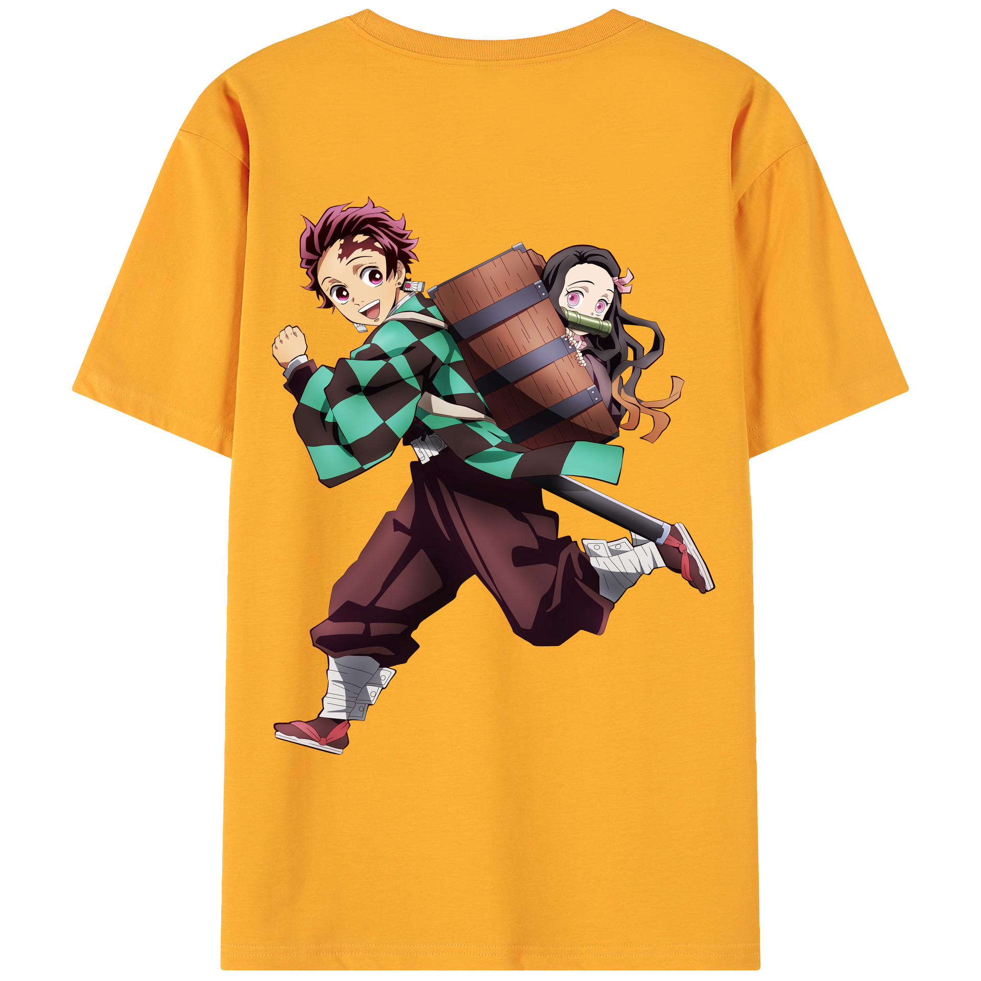 （画像用） 鬼滅の刃 竈門 炭治郎／かまど たんじろう Kamado Tanjirou 綿100％ メンズ半袖Tシャツ（バックプリント） 通気性