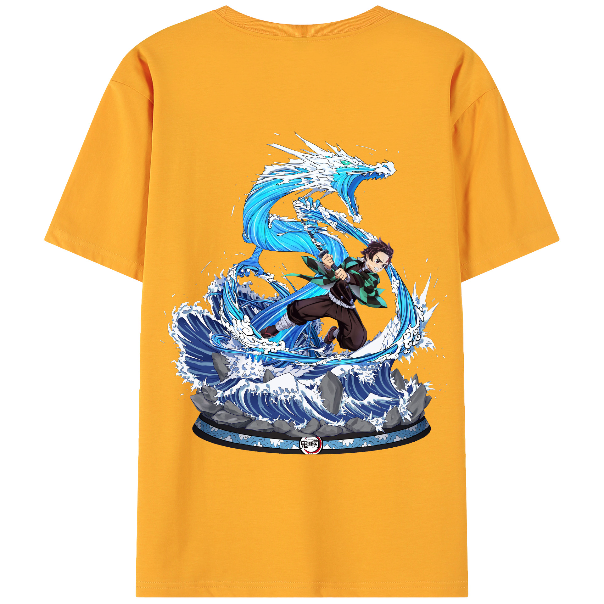 （画像用） 鬼滅の刃 竈門 炭治郎／かまど たんじろう Kamado Tanjirou 綿100％ メンズ半袖Tシャツ（バックプリント） 通気性