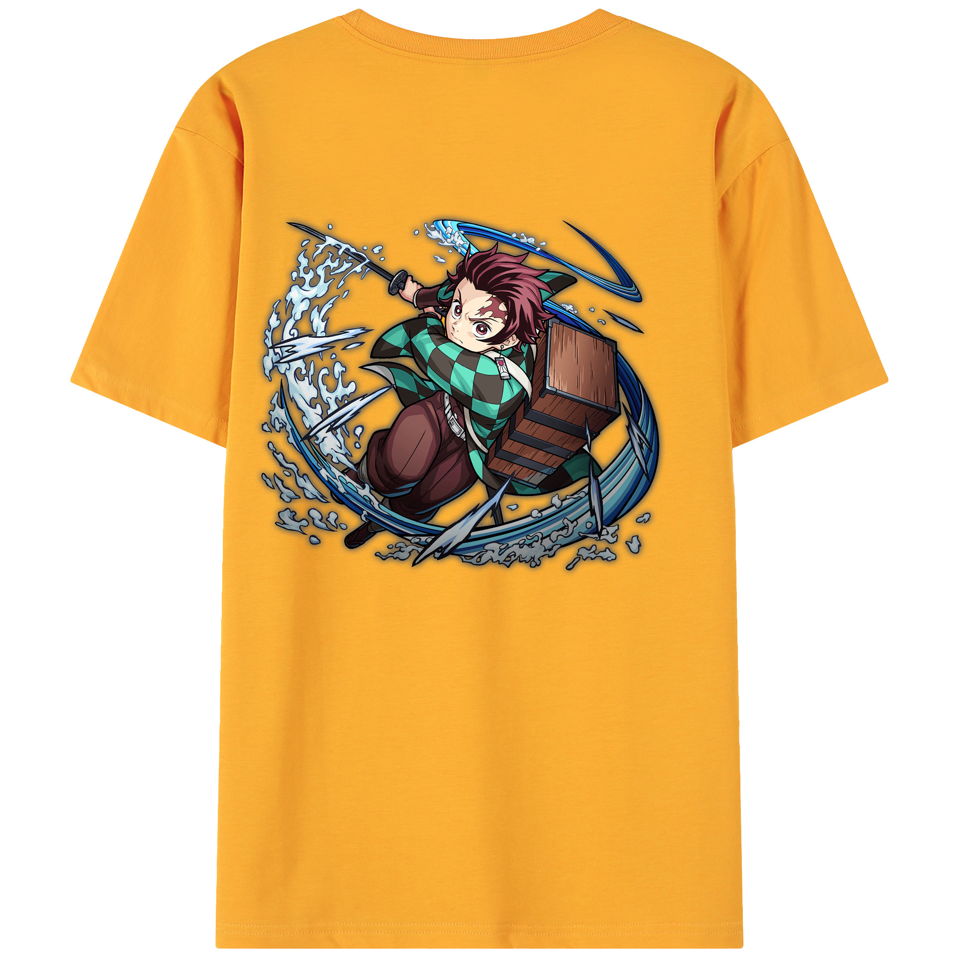 （画像用） 鬼滅の刃 竈門 炭治郎／かまど たんじろう Kamado Tanjirou 綿100％ メンズ半袖Tシャツ（バックプリント） 通気性