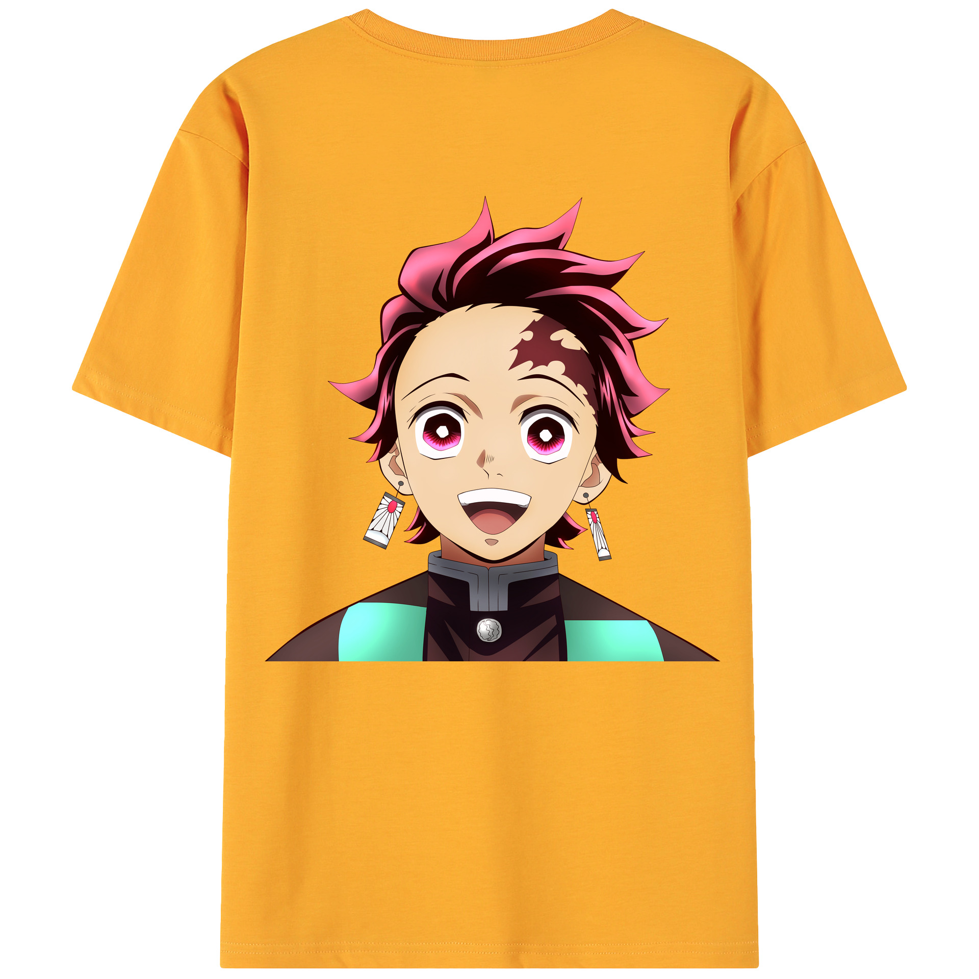 （画像用） 鬼滅の刃 竈門 炭治郎／かまど たんじろう Kamado Tanjirou 綿100％ メンズ半袖Tシャツ（バックプリント） 通気性
