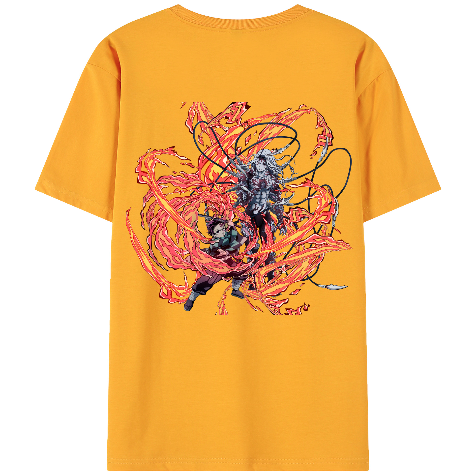 （画像用） 鬼滅の刃 竈門 炭治郎／かまど たんじろう Kamado Tanjirou 綿100％ メンズ半袖Tシャツ（バックプリント） 通気性