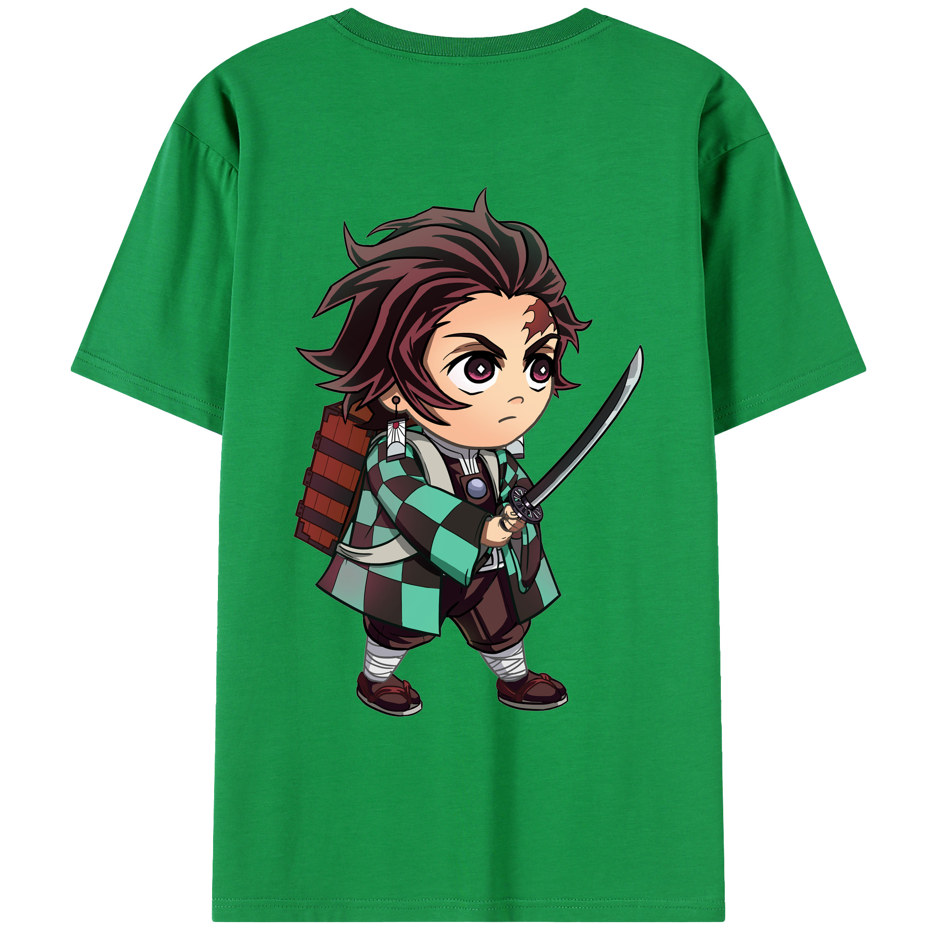 （画像用） 鬼滅の刃 竈門 炭治郎／かまど たんじろう Kamado Tanjirou 綿100％ メンズ半袖Tシャツ（バックプリント） 通気性