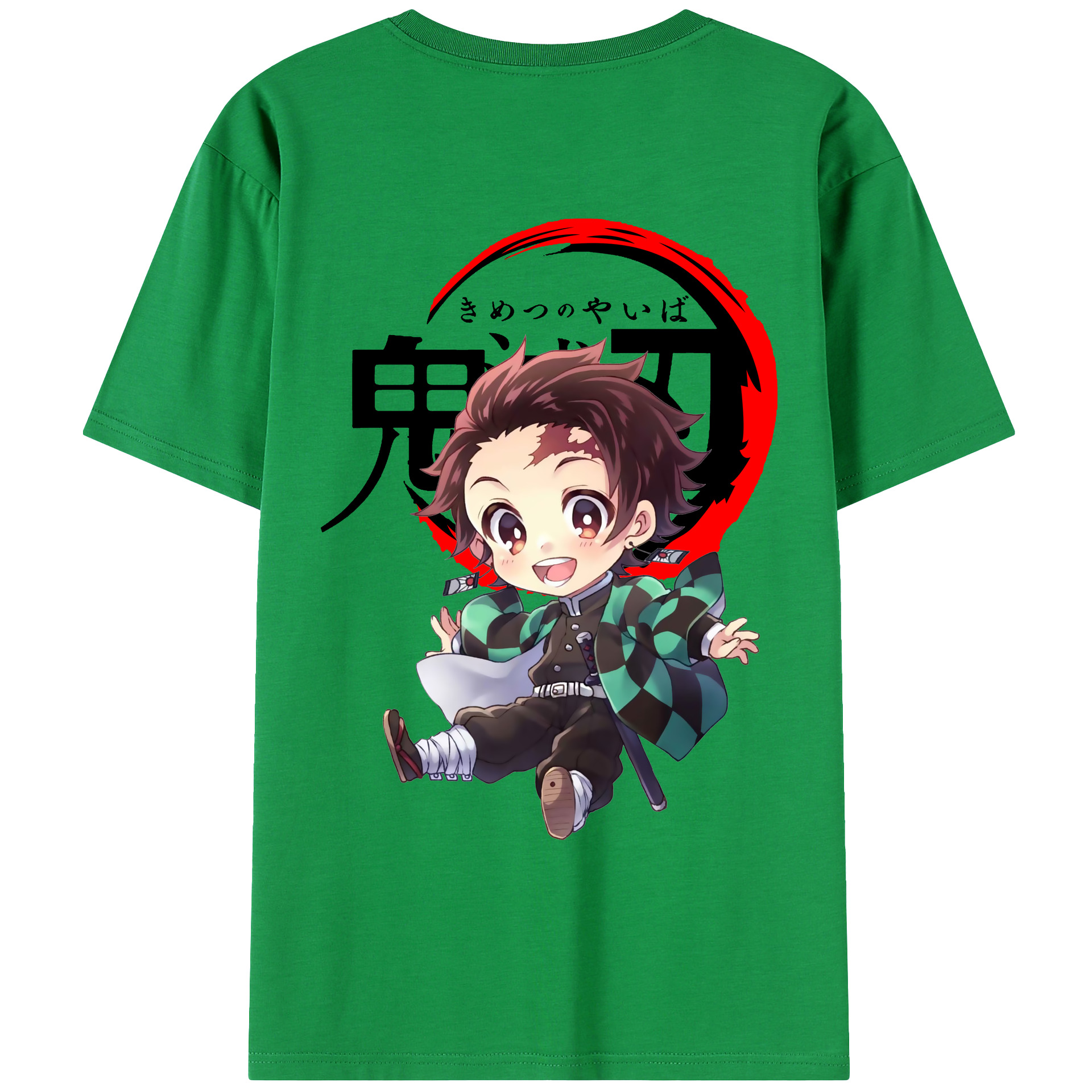 （画像用） 鬼滅の刃 竈門 炭治郎／かまど たんじろう Kamado Tanjirou 綿100％ メンズ半袖Tシャツ（バックプリント） 通気性
