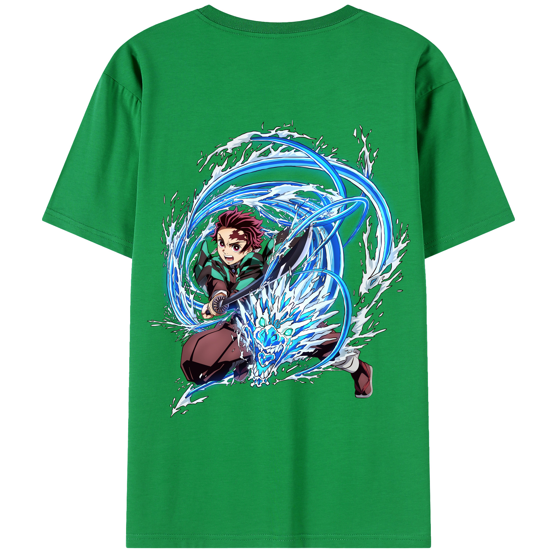 （画像用） 鬼滅の刃 竈門 炭治郎／かまど たんじろう Kamado Tanjirou 綿100％ メンズ半袖Tシャツ（バックプリント） 通気性