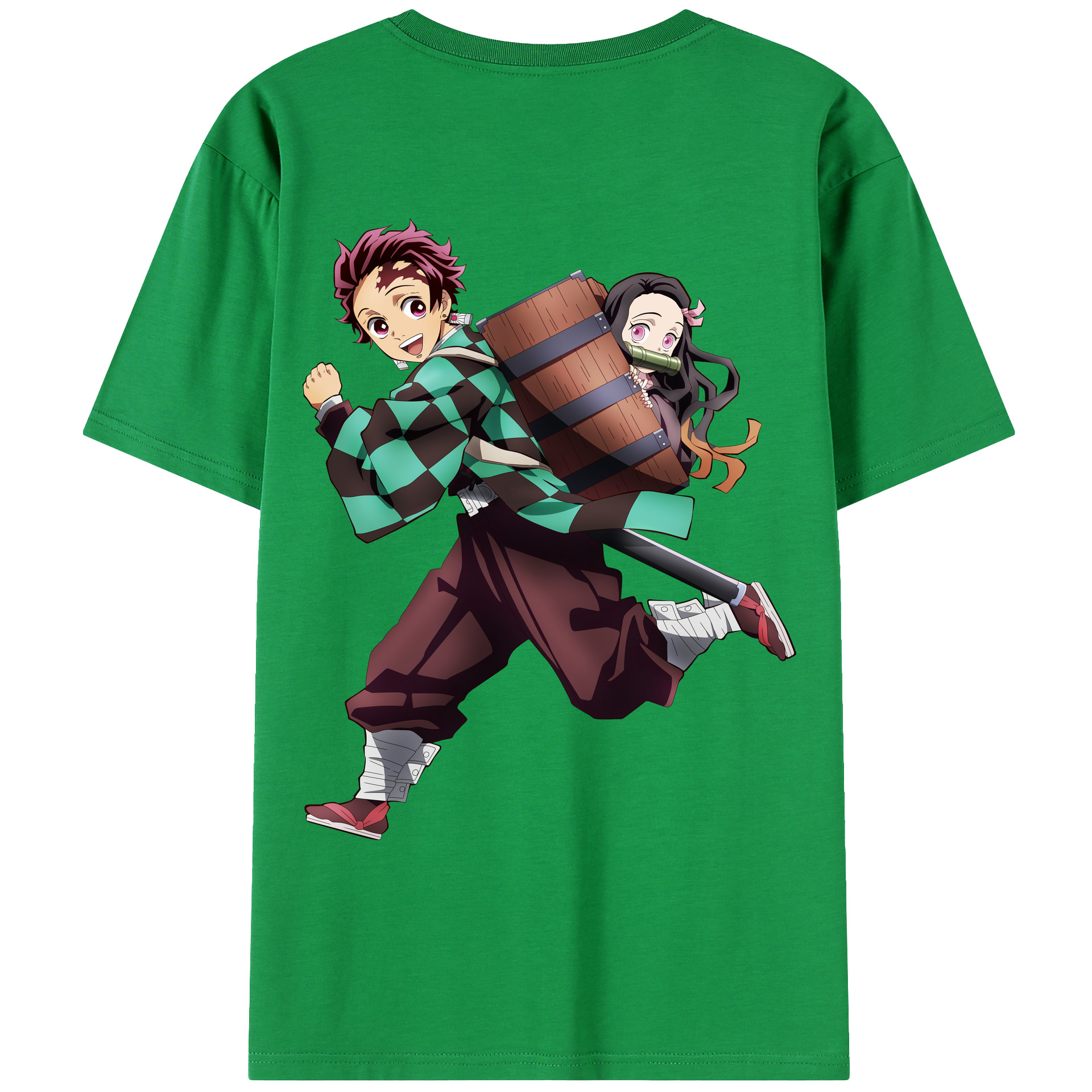 （画像用） 鬼滅の刃 竈門 炭治郎／かまど たんじろう Kamado Tanjirou 綿100％ メンズ半袖Tシャツ（バックプリント） 通気性