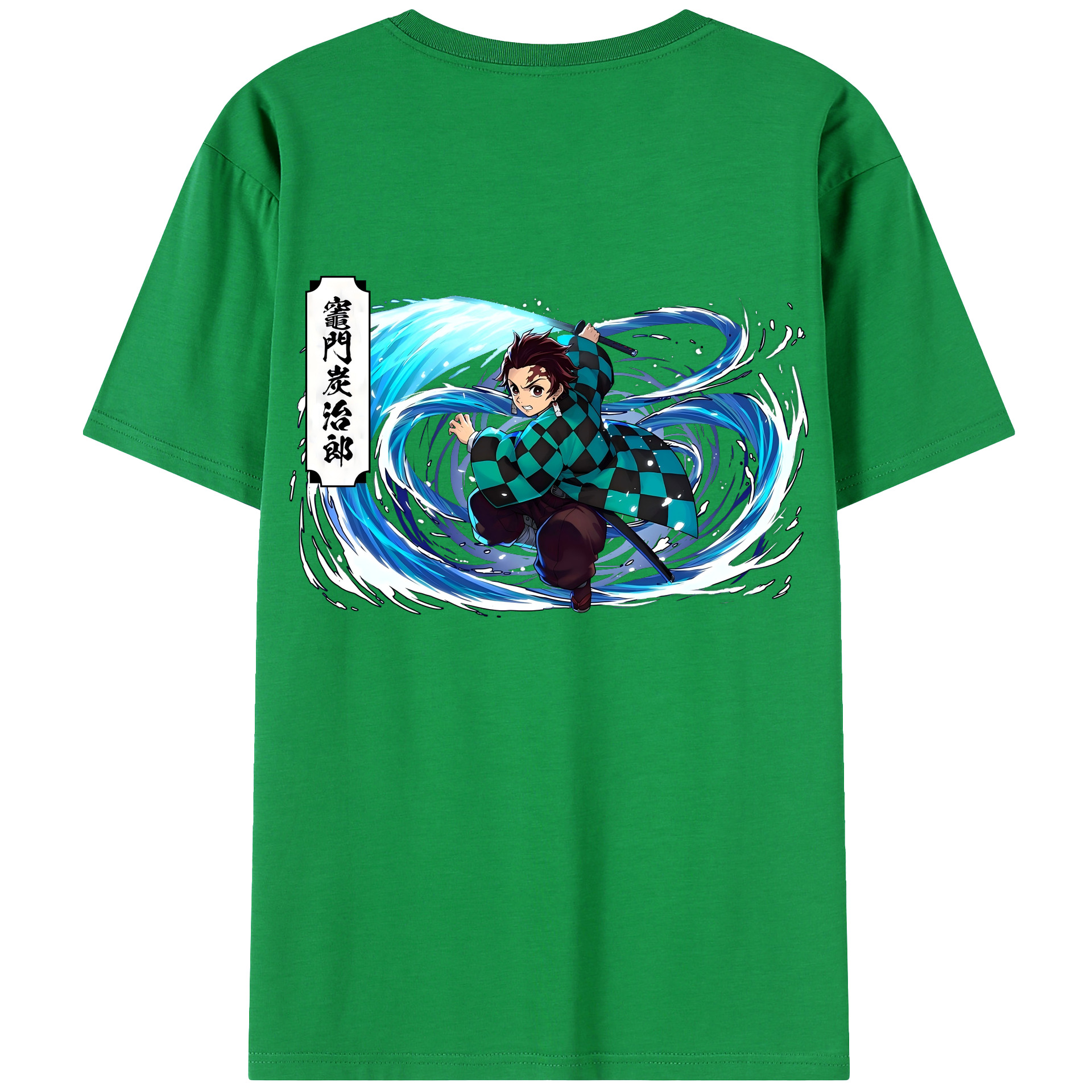（画像用） 鬼滅の刃 竈門 炭治郎／かまど たんじろう Kamado Tanjirou 綿100％ メンズ半袖Tシャツ（バックプリント） 通気性
