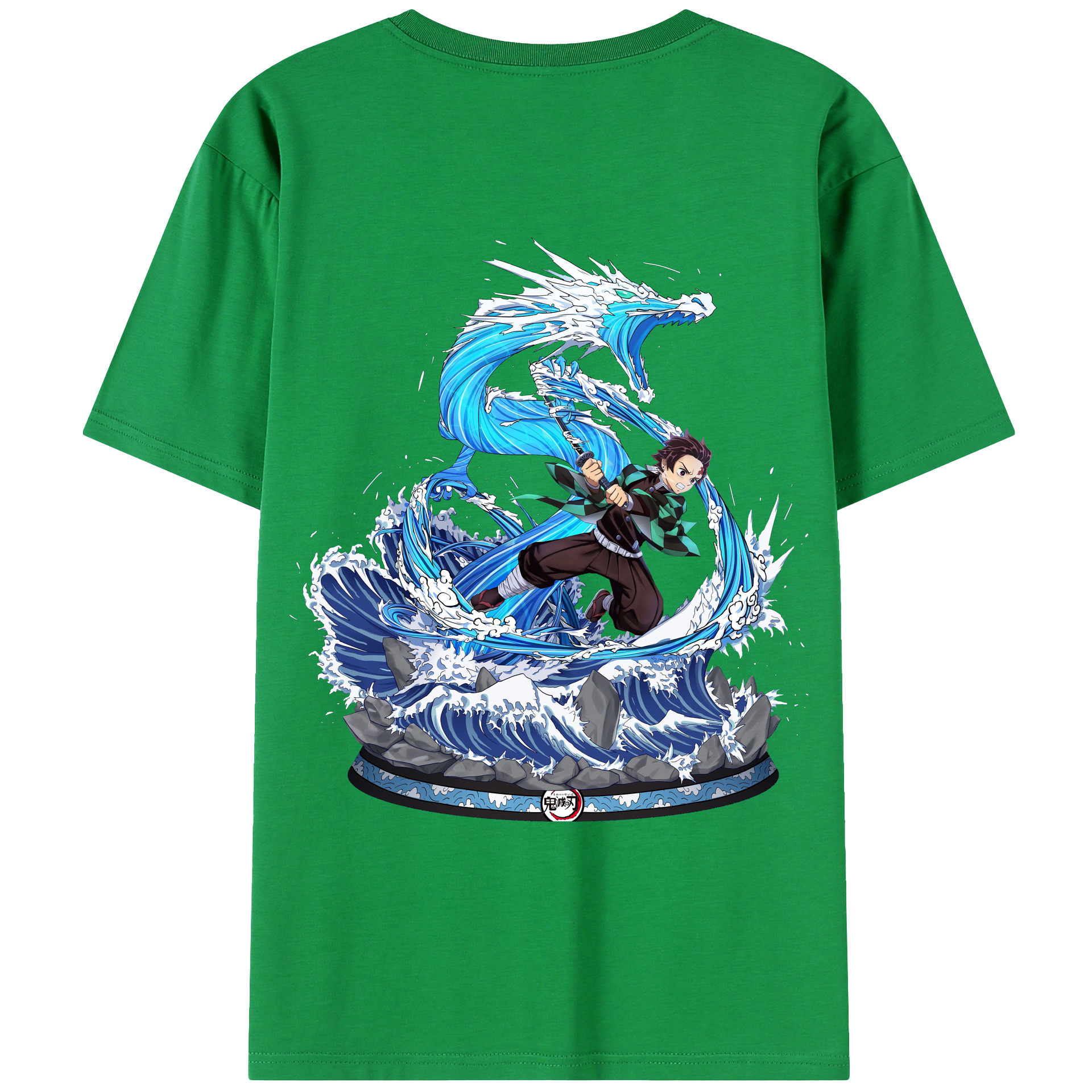 （画像用） 鬼滅の刃 竈門 炭治郎／かまど たんじろう Kamado Tanjirou 綿100％ メンズ半袖Tシャツ（バックプリント） 通気性
