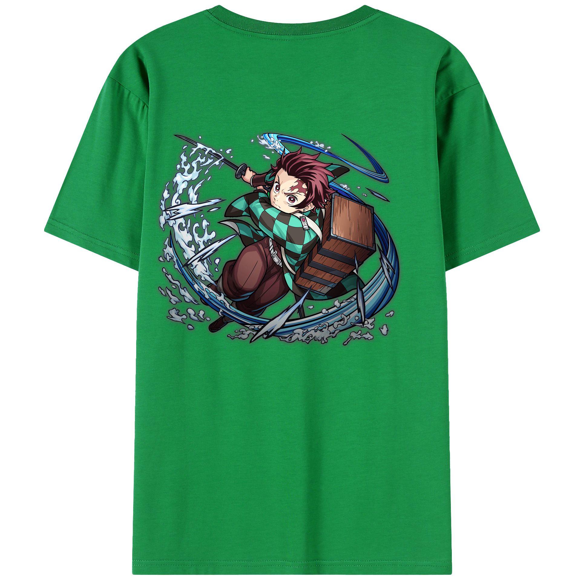 （画像用） 鬼滅の刃 竈門 炭治郎／かまど たんじろう Kamado Tanjirou 綿100％ メンズ半袖Tシャツ（バックプリント） 通気性
