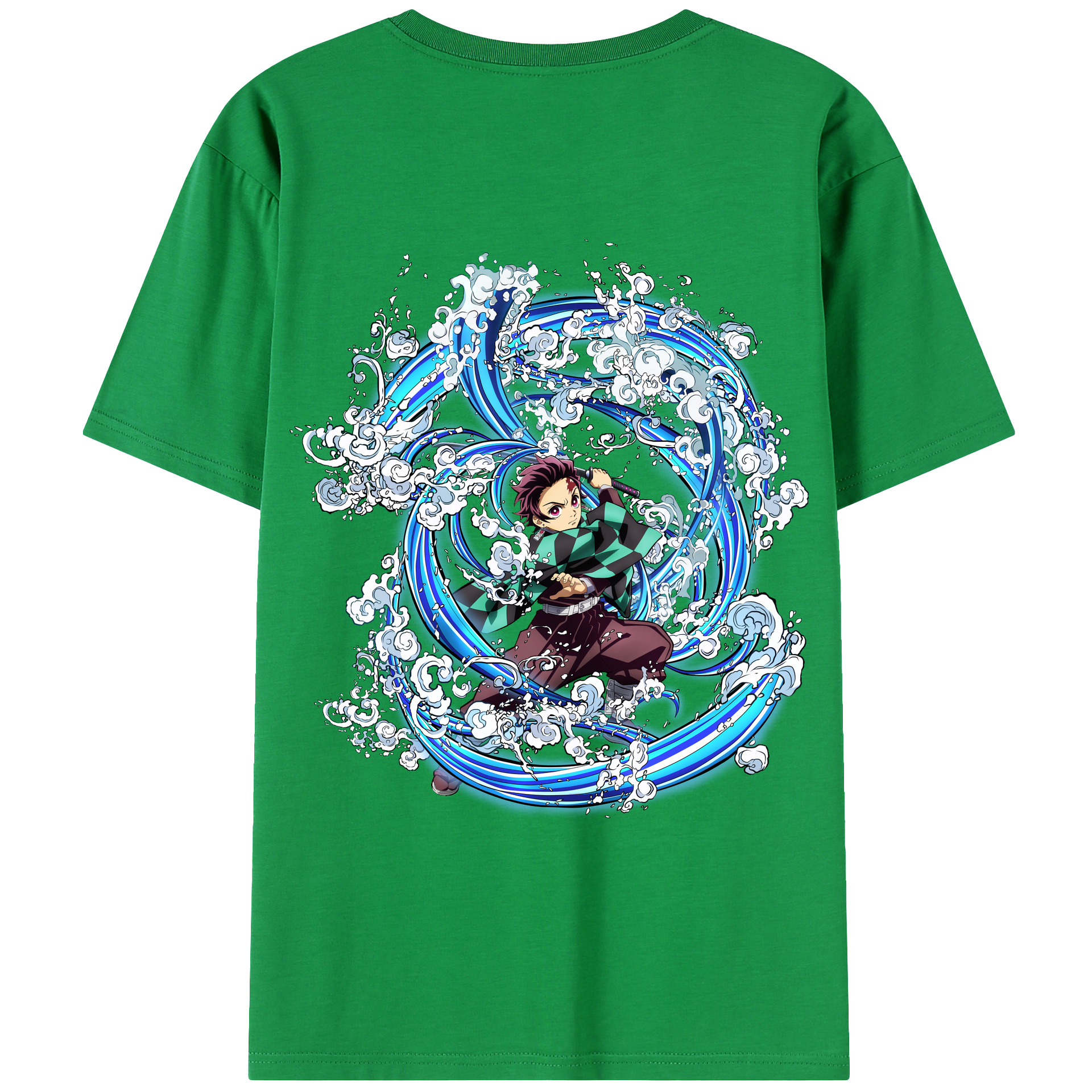 （画像用） 鬼滅の刃 竈門 炭治郎／かまど たんじろう Kamado Tanjirou 綿100％ メンズ半袖Tシャツ（バックプリント） 通気性