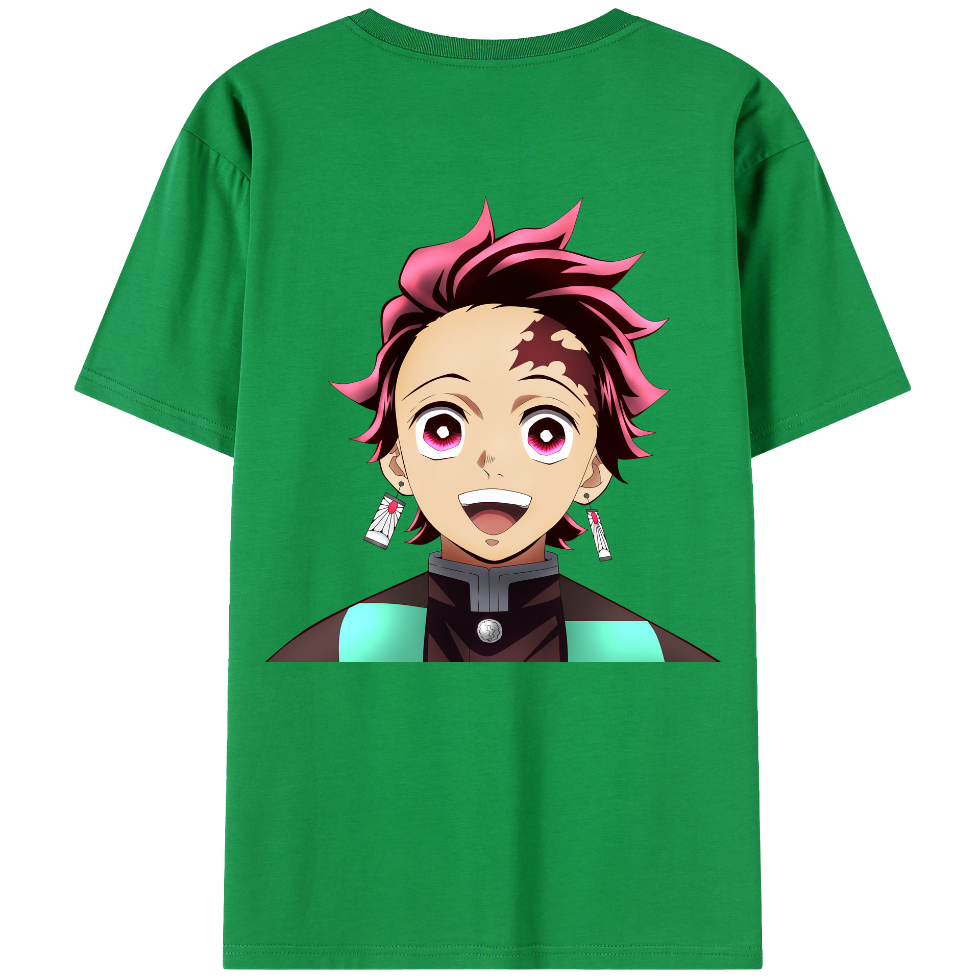 （画像用） 鬼滅の刃 竈門 炭治郎／かまど たんじろう Kamado Tanjirou 綿100％ メンズ半袖Tシャツ（バックプリント） 通気性