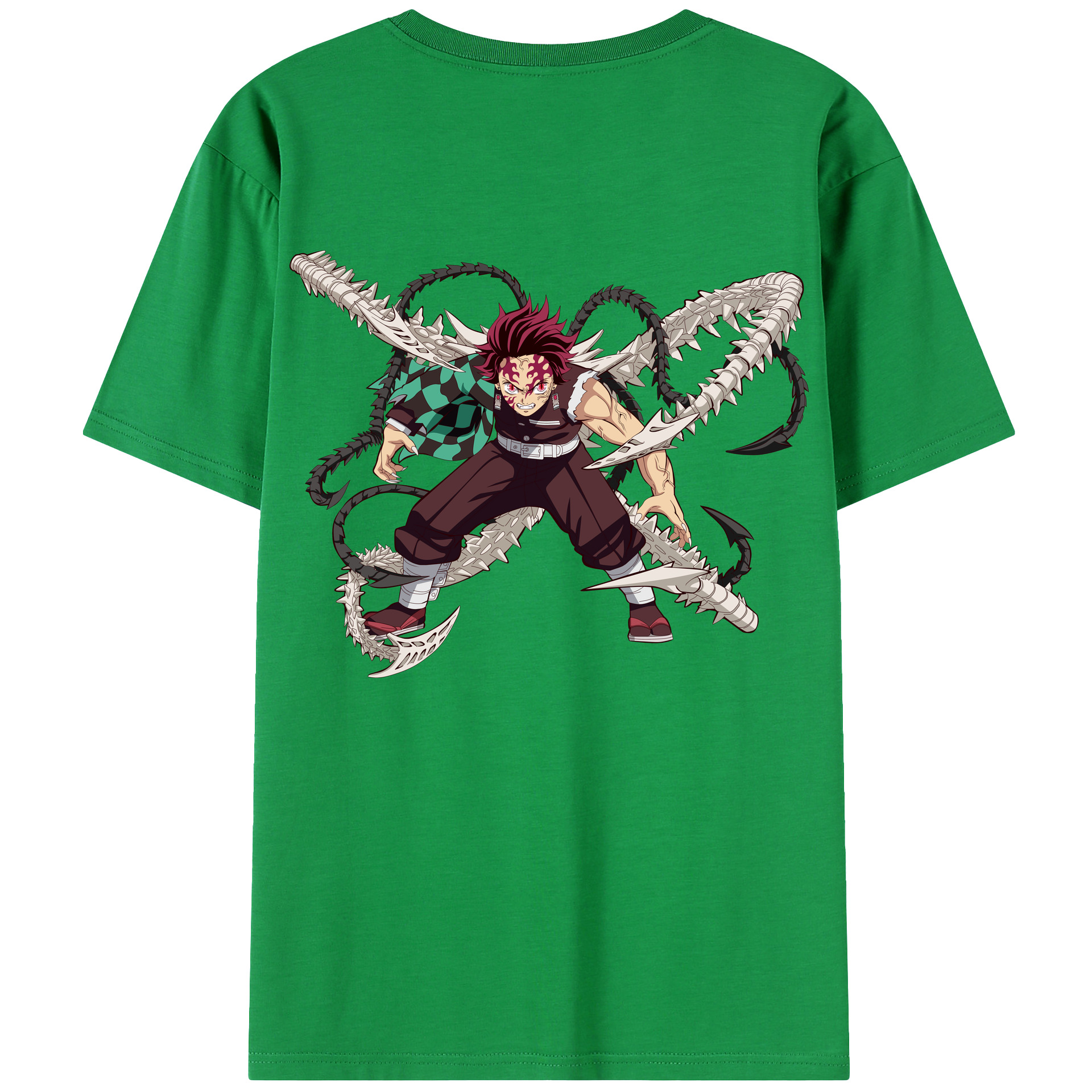（画像用） 鬼滅の刃 竈門 炭治郎／かまど たんじろう Kamado Tanjirou 綿100％ メンズ半袖Tシャツ（バックプリント） 通気性