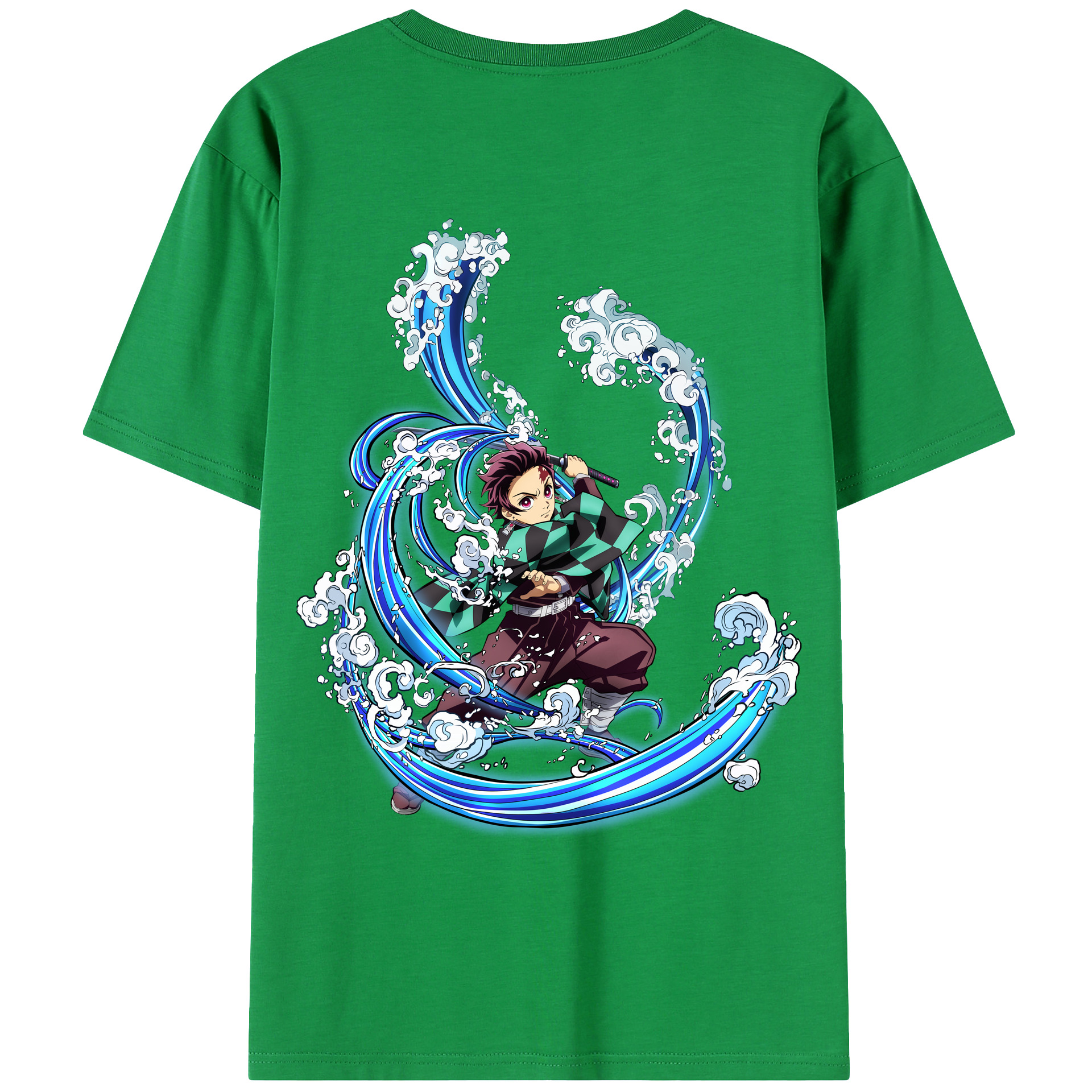 （画像用） 鬼滅の刃 竈門 炭治郎／かまど たんじろう Kamado Tanjirou 綿100％ メンズ半袖Tシャツ（バックプリント） 通気性