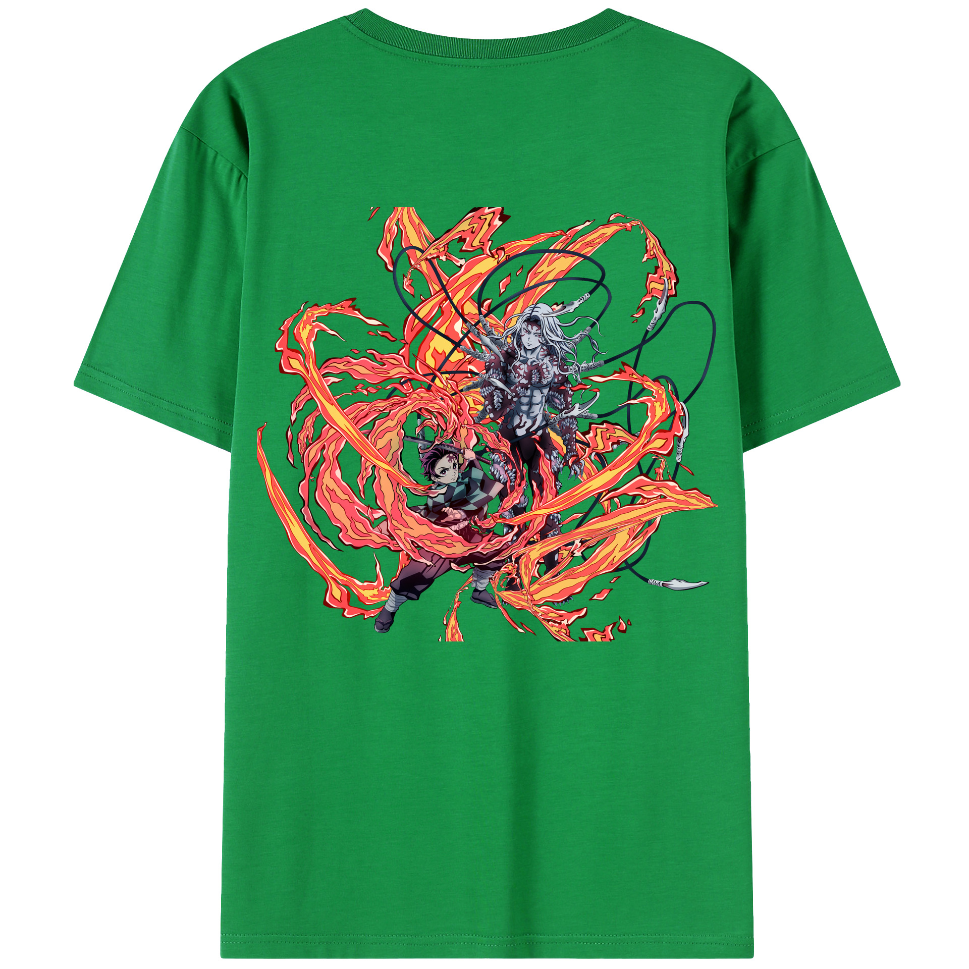 （画像用） 鬼滅の刃 竈門 炭治郎／かまど たんじろう Kamado Tanjirou 綿100％ メンズ半袖Tシャツ（バックプリント） 通気性