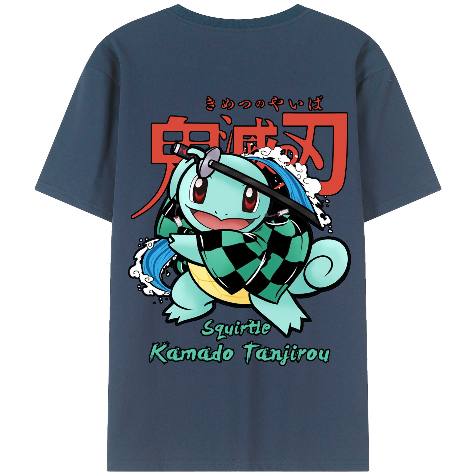 （画像用） 鬼滅の刃 竈門 炭治郎／かまど たんじろう Kamado Tanjirou 綿100％ メンズ半袖Tシャツ（バックプリント） 通気性