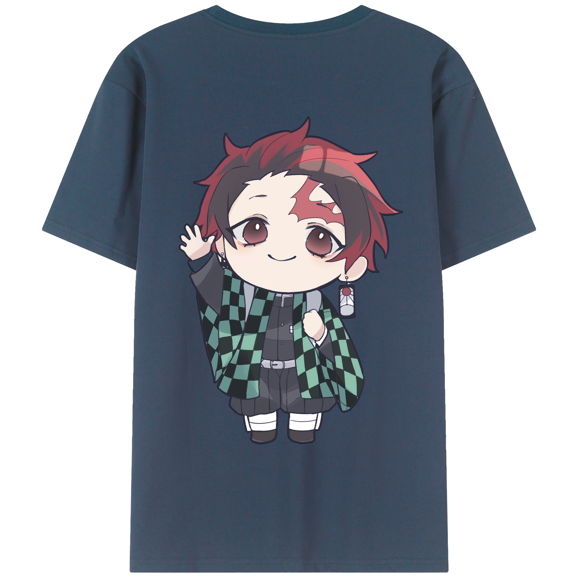 （画像用） 鬼滅の刃 竈門 炭治郎／かまど たんじろう Kamado Tanjirou 綿100％ メンズ半袖Tシャツ（バックプリント） 通気性
