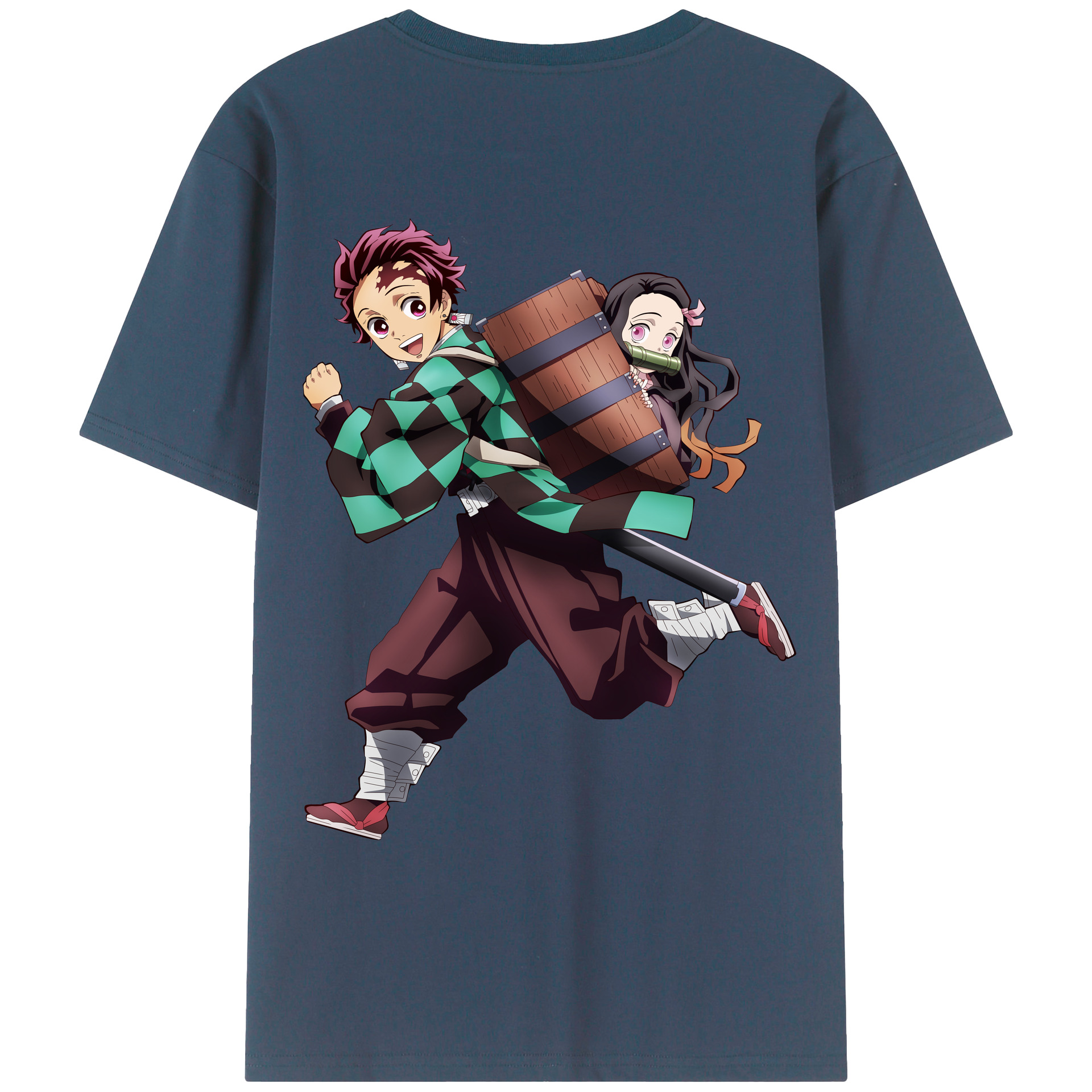 （画像用） 鬼滅の刃 竈門 炭治郎／かまど たんじろう Kamado Tanjirou 綿100％ メンズ半袖Tシャツ（バックプリント） 通気性
